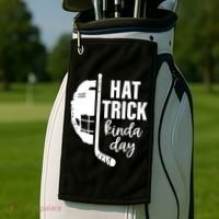 Hat Trick Kinda Day Ice Hockey Player Golf Towel thumb 2