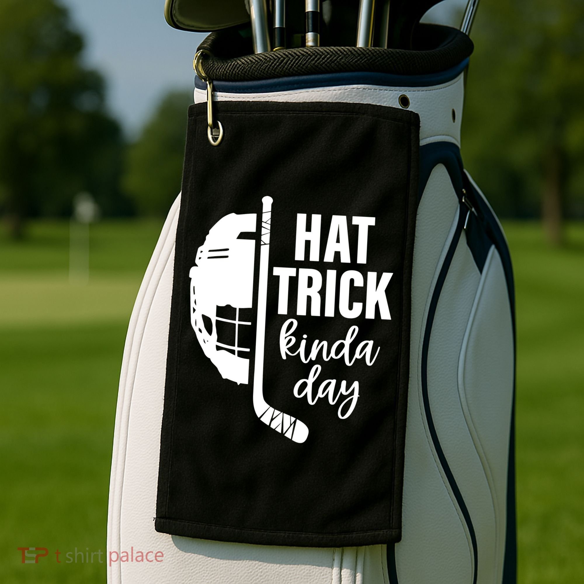 Hat Trick Kinda Day Ice Hockey Player Golf Towel