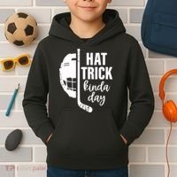 Hat Trick Kinda Day Ice Hockey Player Kids Hoodie thumb 2