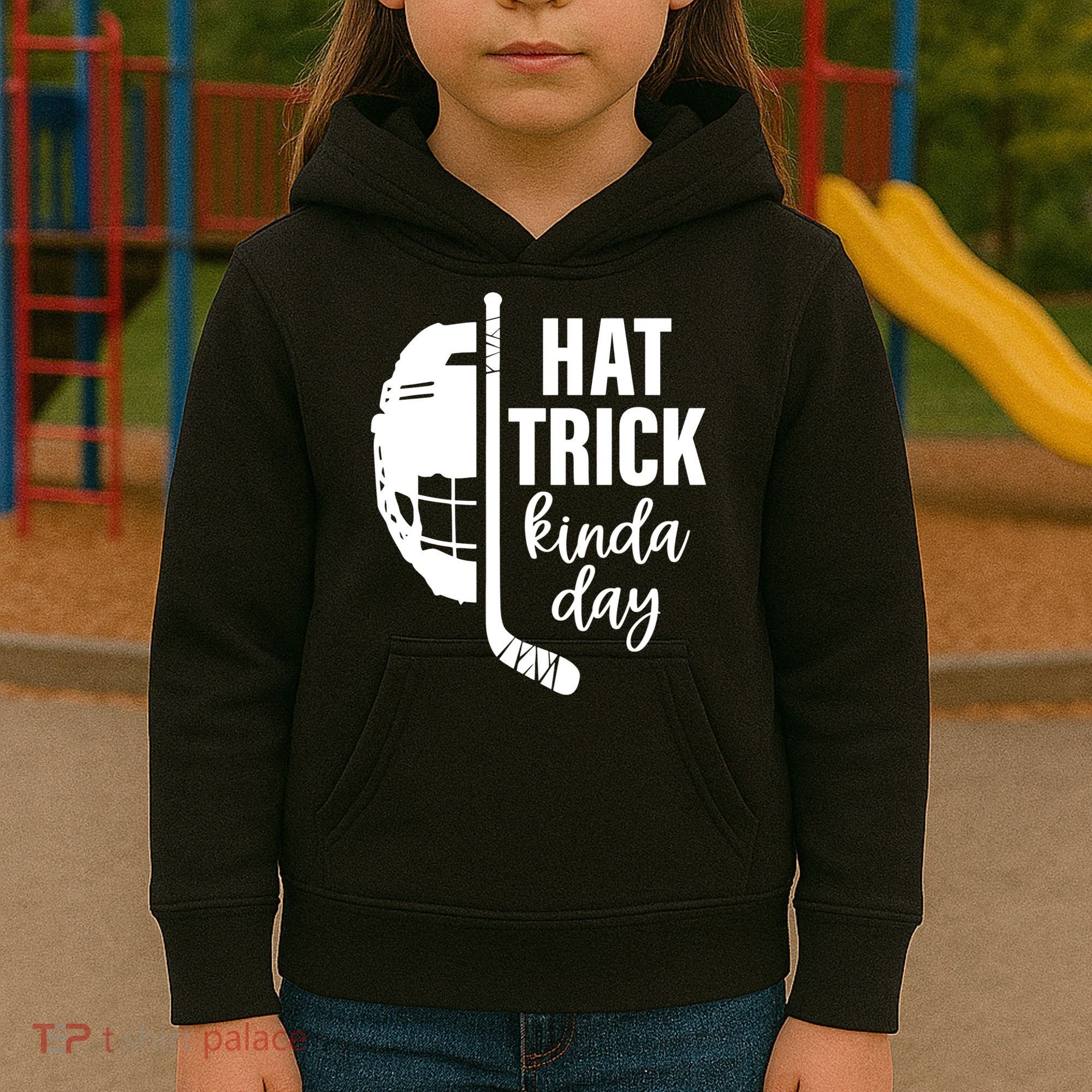 Hat Trick Kinda Day Ice Hockey Player Kids Hoodie