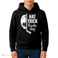 Hat Trick Kinda Day Ice Hockey Player Kids Hoodie thumb 4