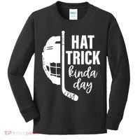 Hat Trick Kinda Day Ice Hockey Player Kids Long Sleeve Shirt thumb 0