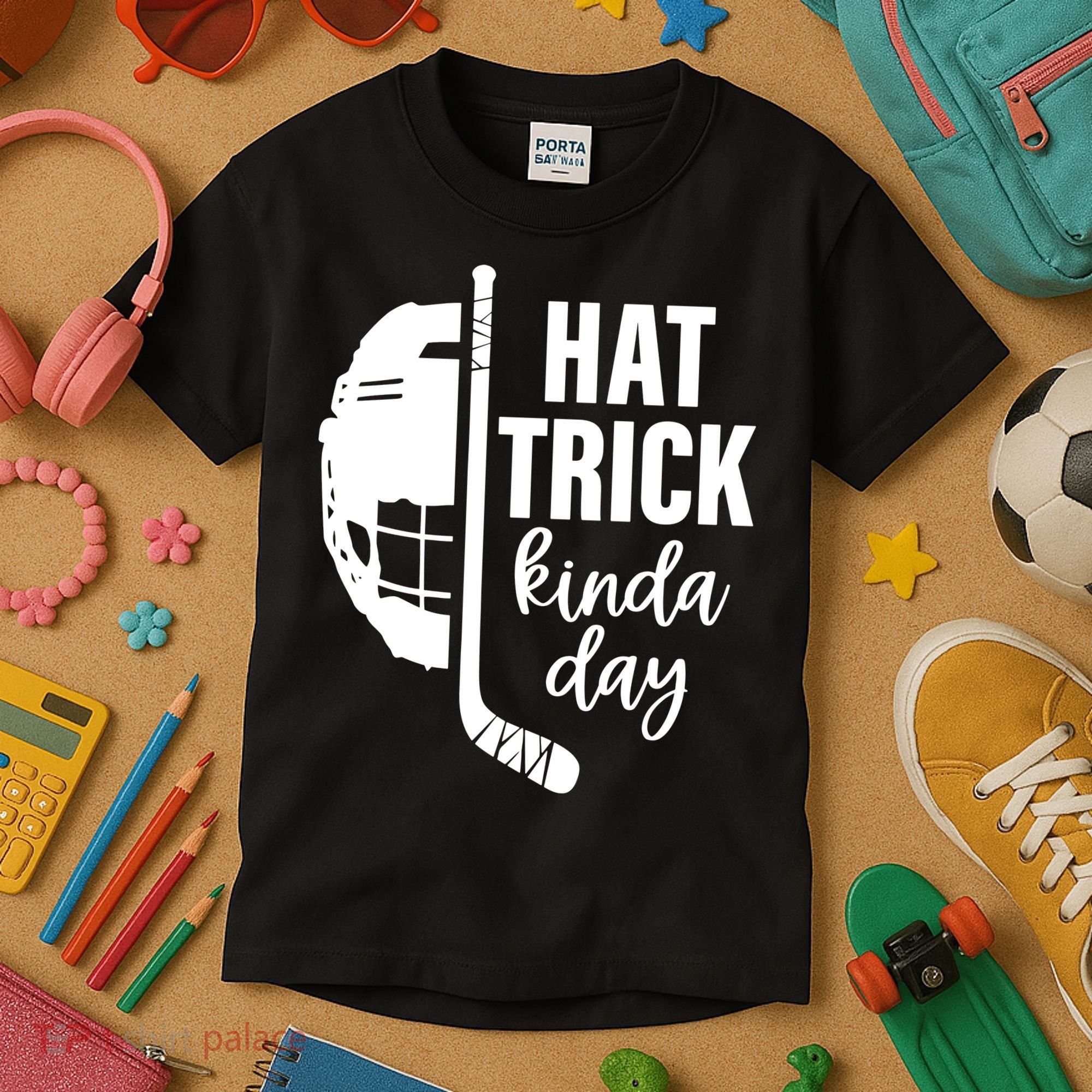 Hat Trick Kinda Day Ice Hockey Player Kids T-Shirt