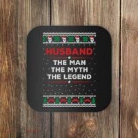 Husband The Man Myth The Legend Ugly Christmas Sweater Coaster thumb 0
