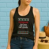 Husband The Man Myth The Legend Ugly Christmas Sweater Women's Tank Top thumb 2