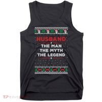 Husband The Man Myth The Legend Ugly Christmas Sweater Tank Top thumb 0