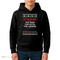 Husband The Man Myth The Legend Ugly Christmas Sweater Kids Hoodie thumb 4