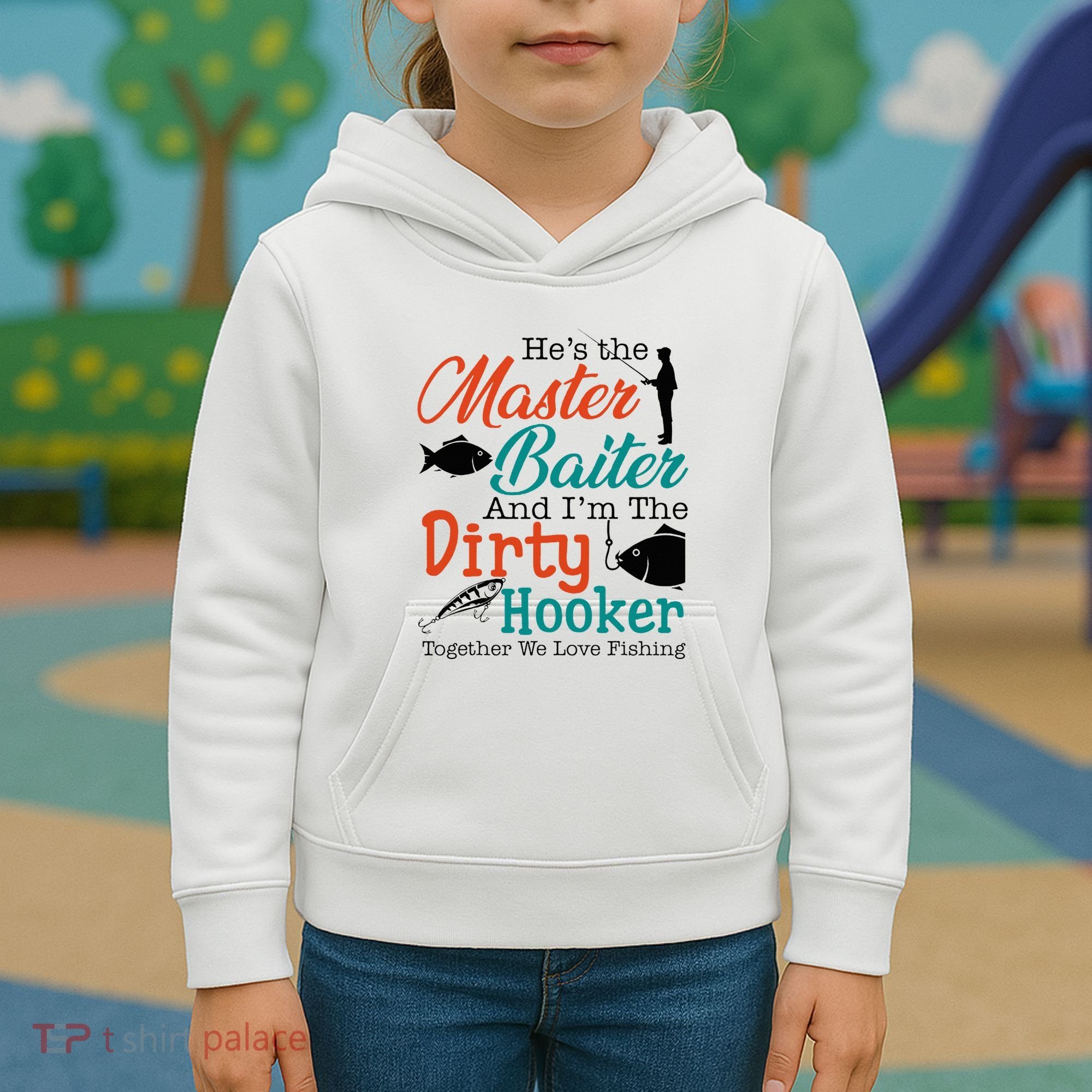 HeS The Master Baiter And IM The Dirty Fishing Kids Hoodie