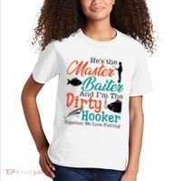 HeS The Master Baiter And IM The Dirty Fishing Kids T-Shirt thumb 2