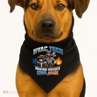 HVAC Tech Making Houses Cool Again  USA-Made Doggie Bandana thumb 1