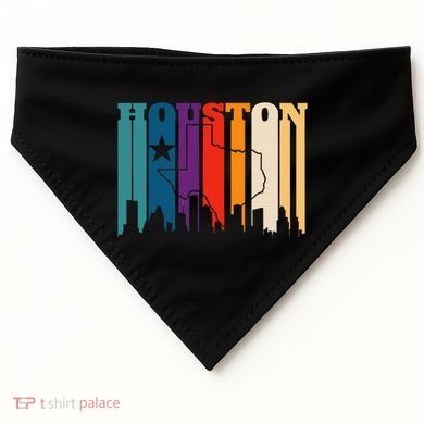 Houston Texas Map Skyline Gift Texas Home State Souvenir USA-Made Doggie Bandana