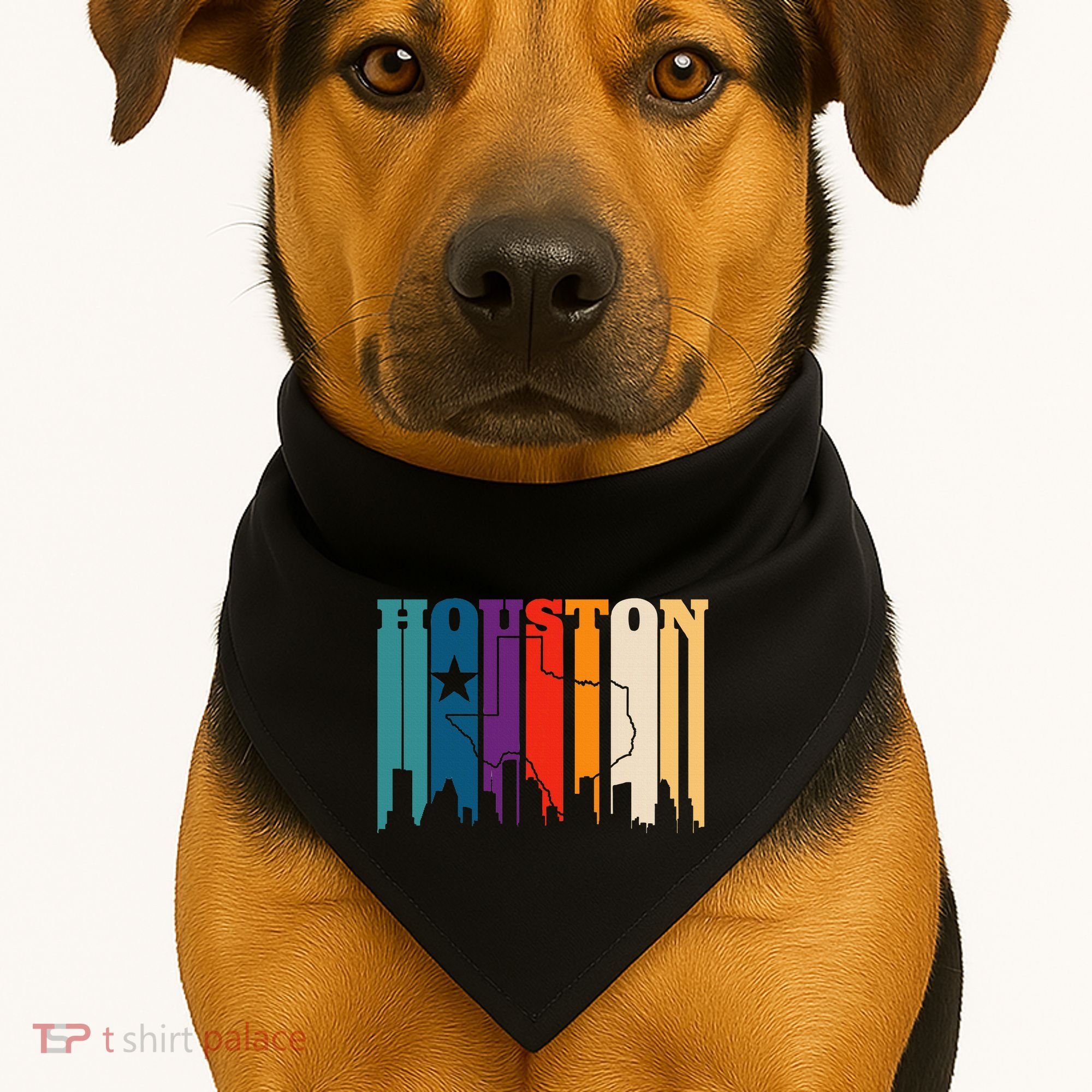 Houston Texas Map Skyline Gift Texas Home State Souvenir USA-Made Doggie Bandana