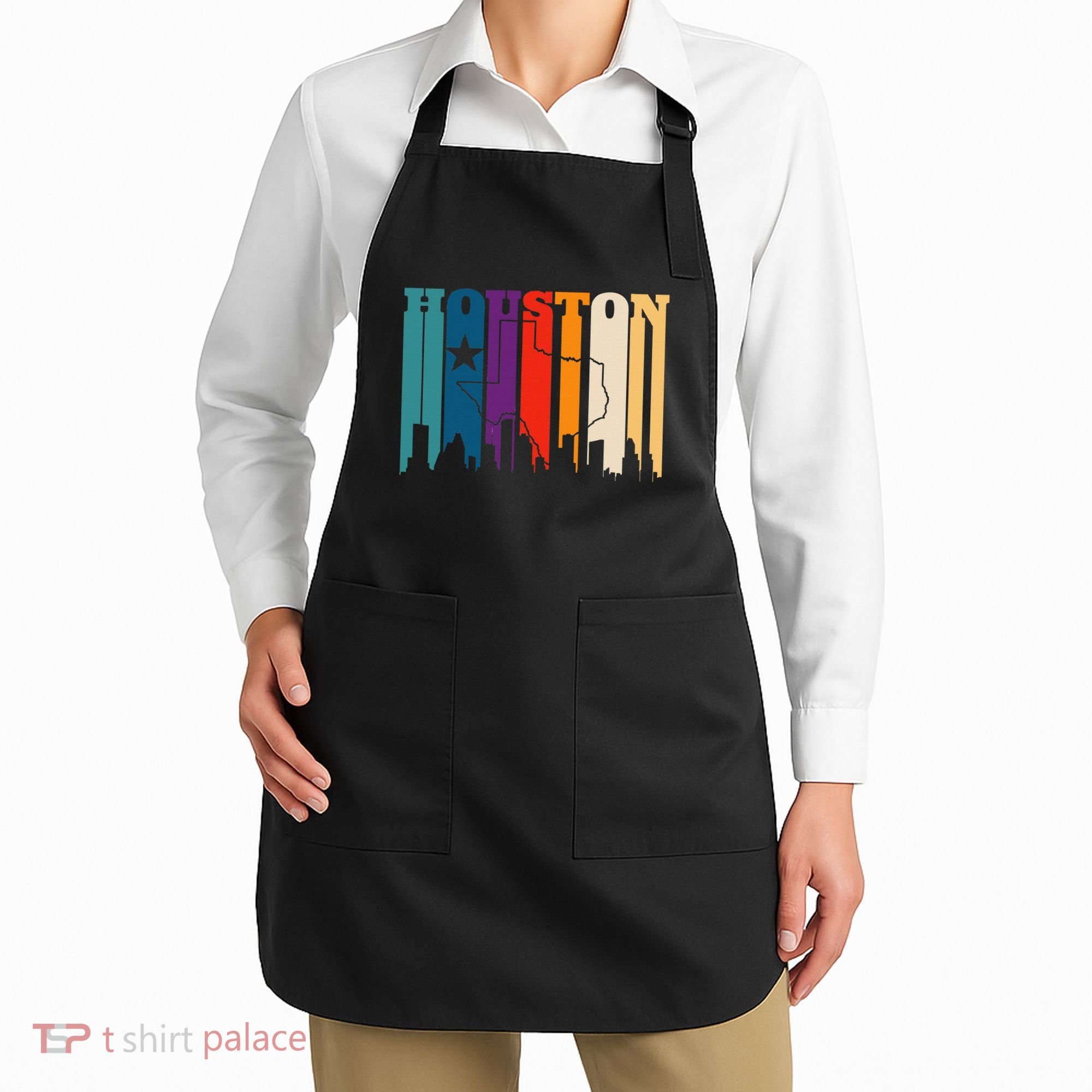 Houston Texas Map Skyline Gift Texas Home State Souvenir Apron