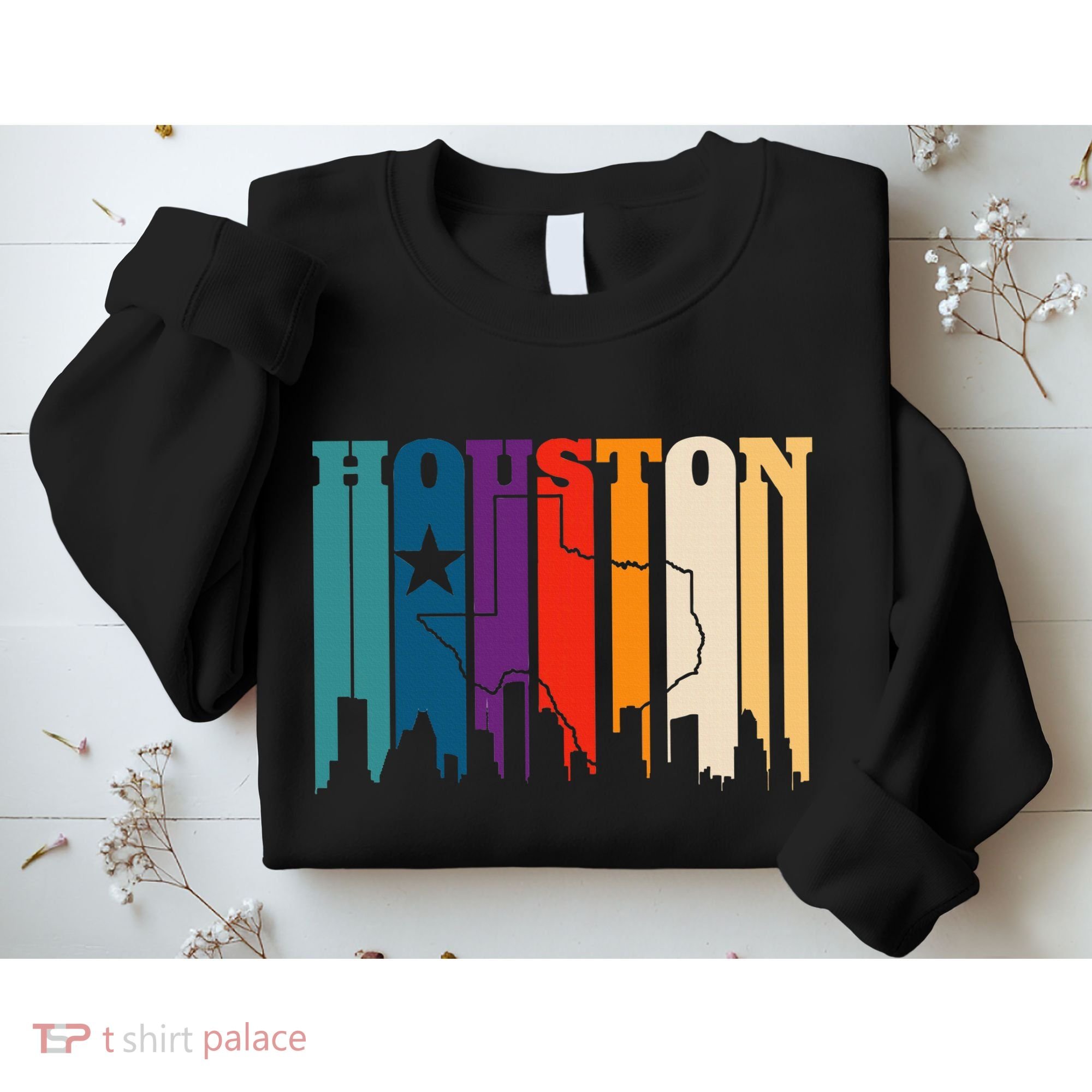 Houston Texas Map Skyline Gift Texas Home State Souvenir Sweatshirt