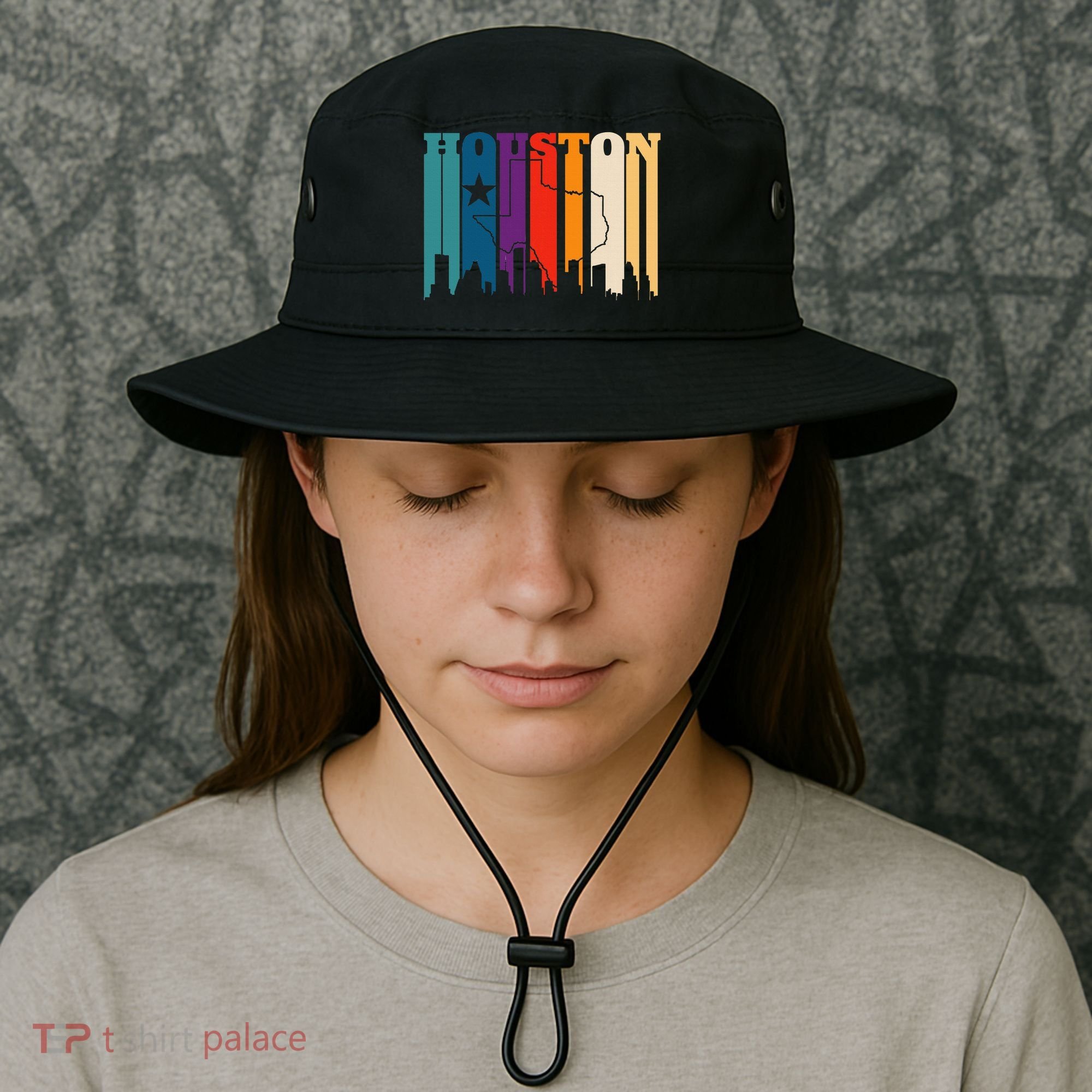 Houston Texas Map Skyline Gift Texas Home State Souvenir Bucket Hat