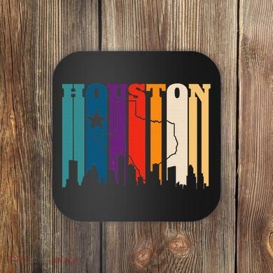 Houston Texas Map Skyline Gift Texas Home State Souvenir Coaster