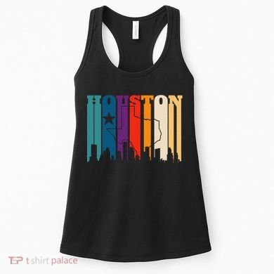 Houston Texas Map Skyline Gift Texas Home State Souvenir Women's Tank Top