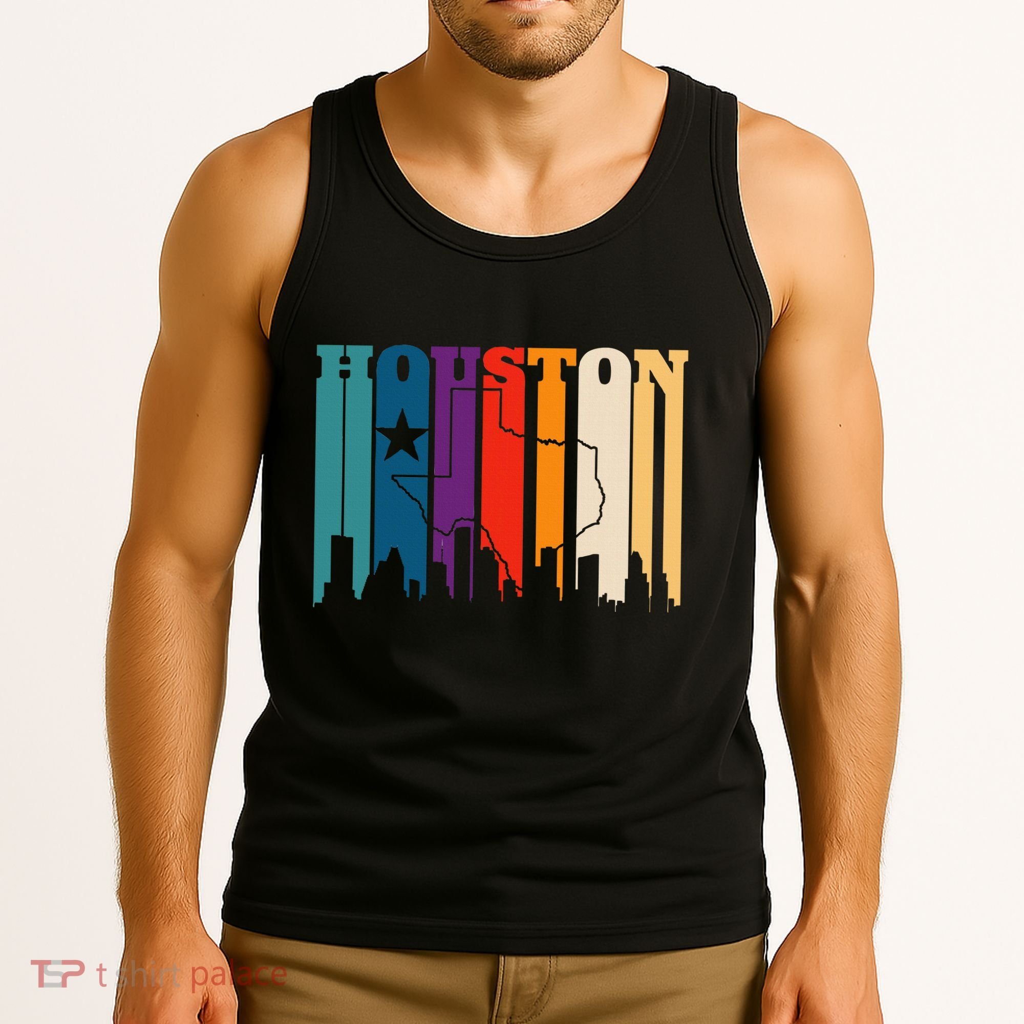 Houston Texas Map Skyline Gift Texas Home State Souvenir Tank Top