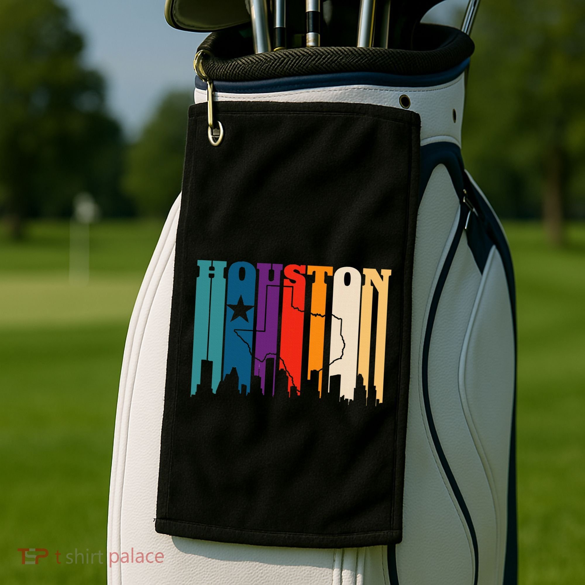 Houston Texas Map Skyline Gift Texas Home State Souvenir Golf Towel