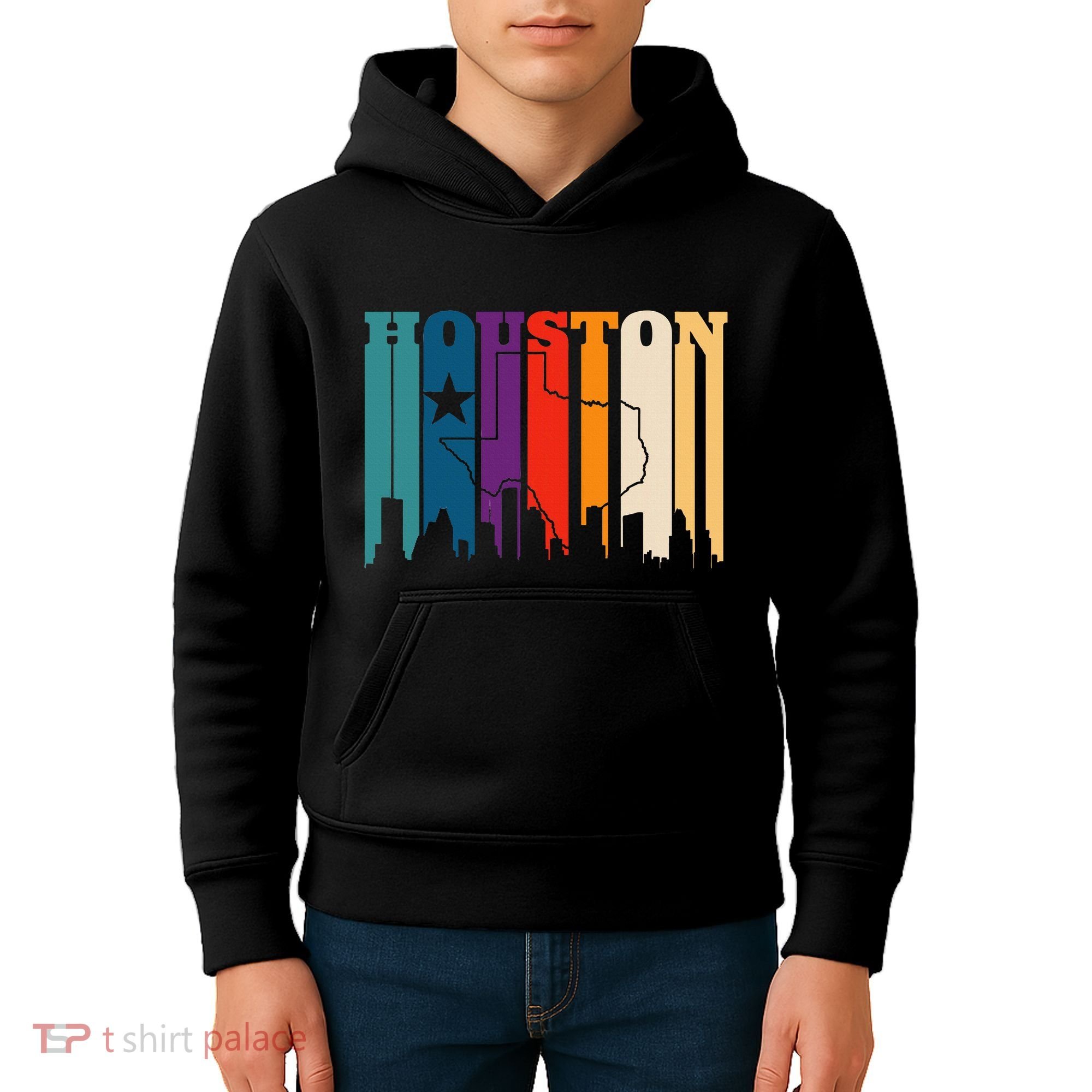 Houston Texas Map Skyline Gift Texas Home State Souvenir Kids Hoodie