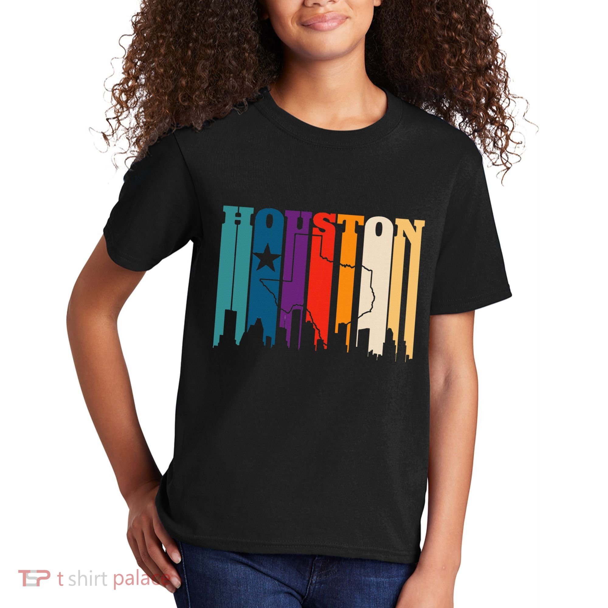 Houston Texas Map Skyline Gift Texas Home State Souvenir Kids T-Shirt