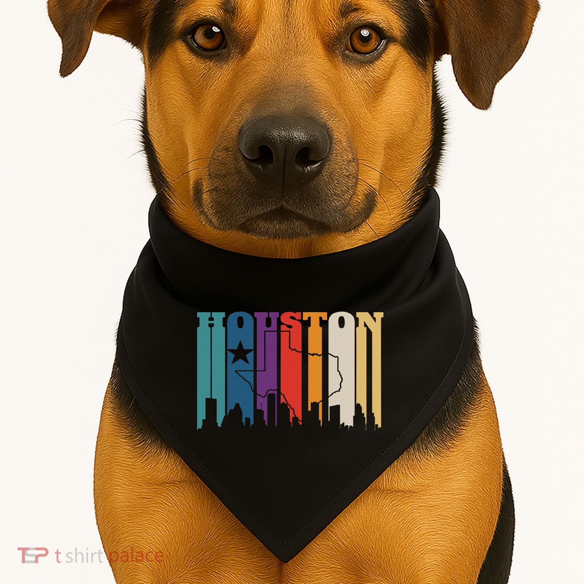 Houston Texas Map Skyline Gift Texas Home State Souvenir USA-Made Doggie Bandana