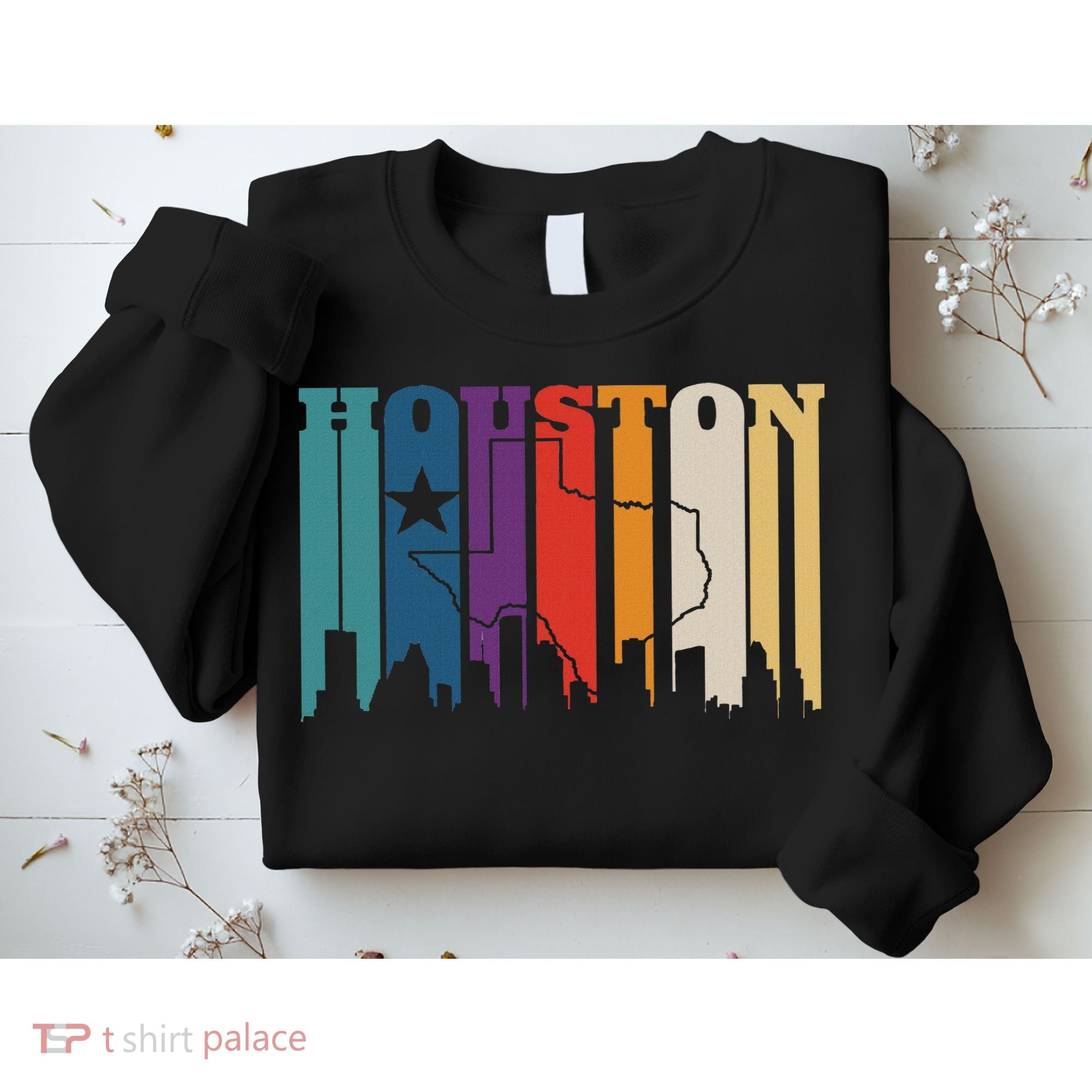 Houston Texas Map Skyline Gift Texas Home State Souvenir Sweatshirt