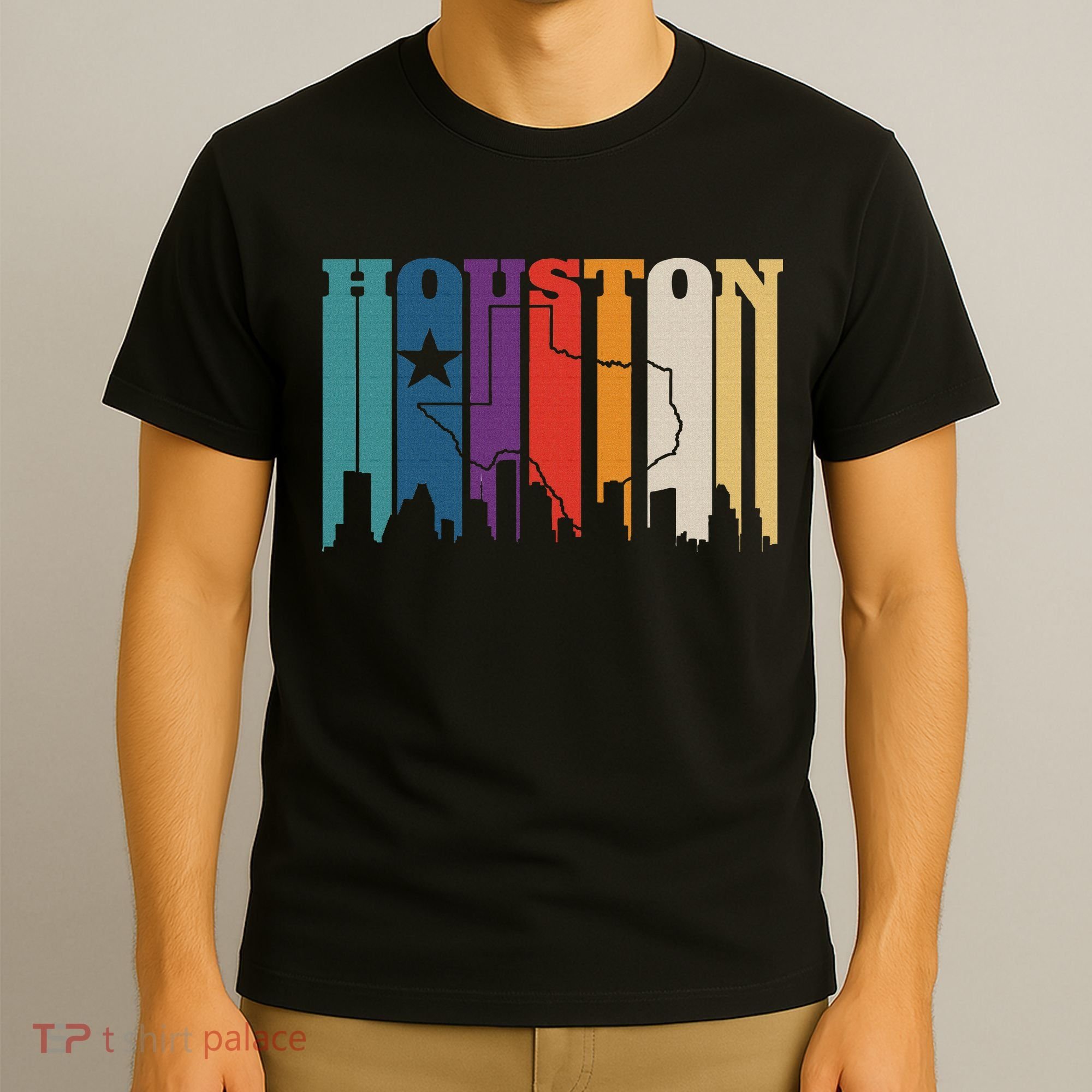 Houston Texas Map Skyline Gift Texas Home State Souvenir T-Shirt