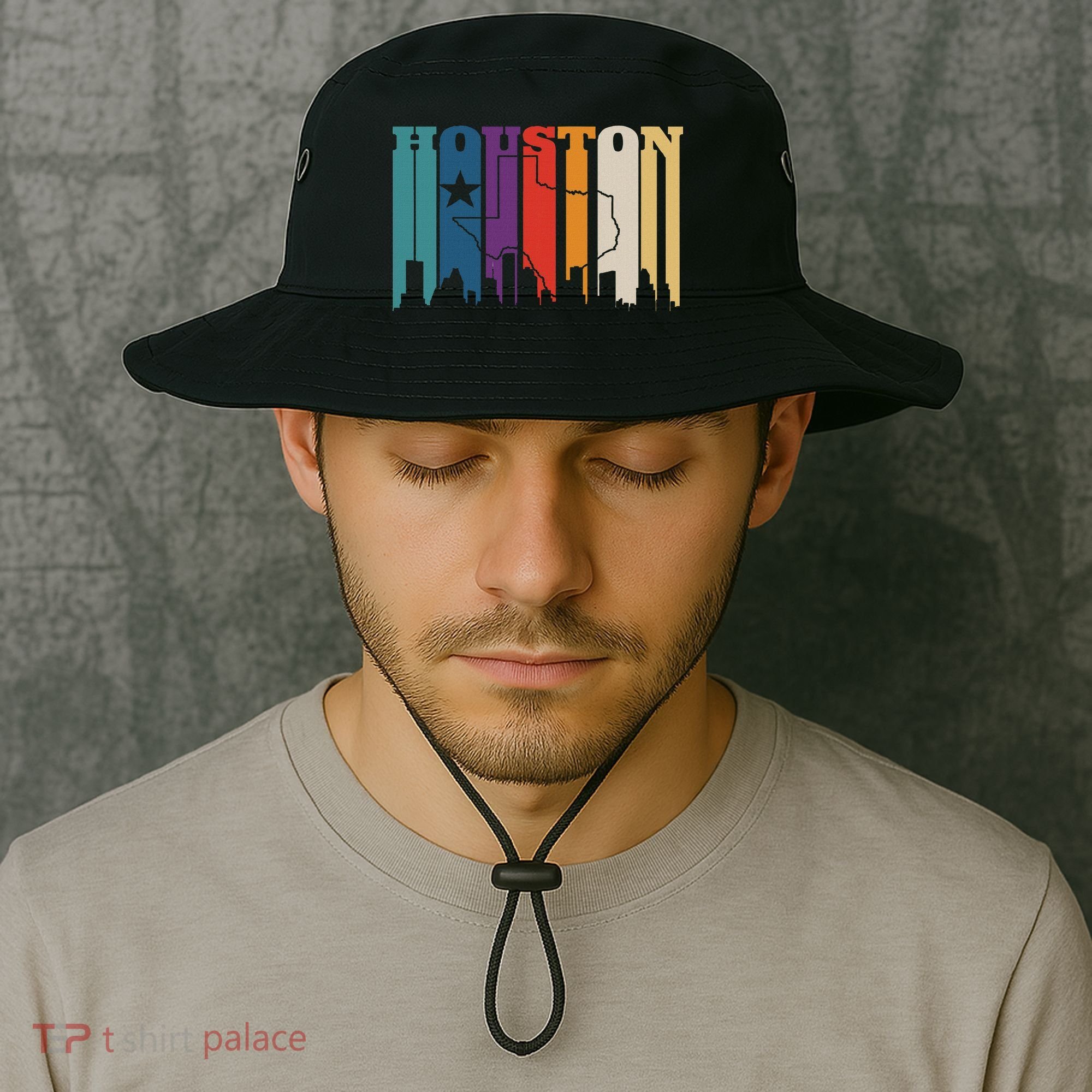 Houston Texas Map Skyline Gift Texas Home State Souvenir Bucket Hat