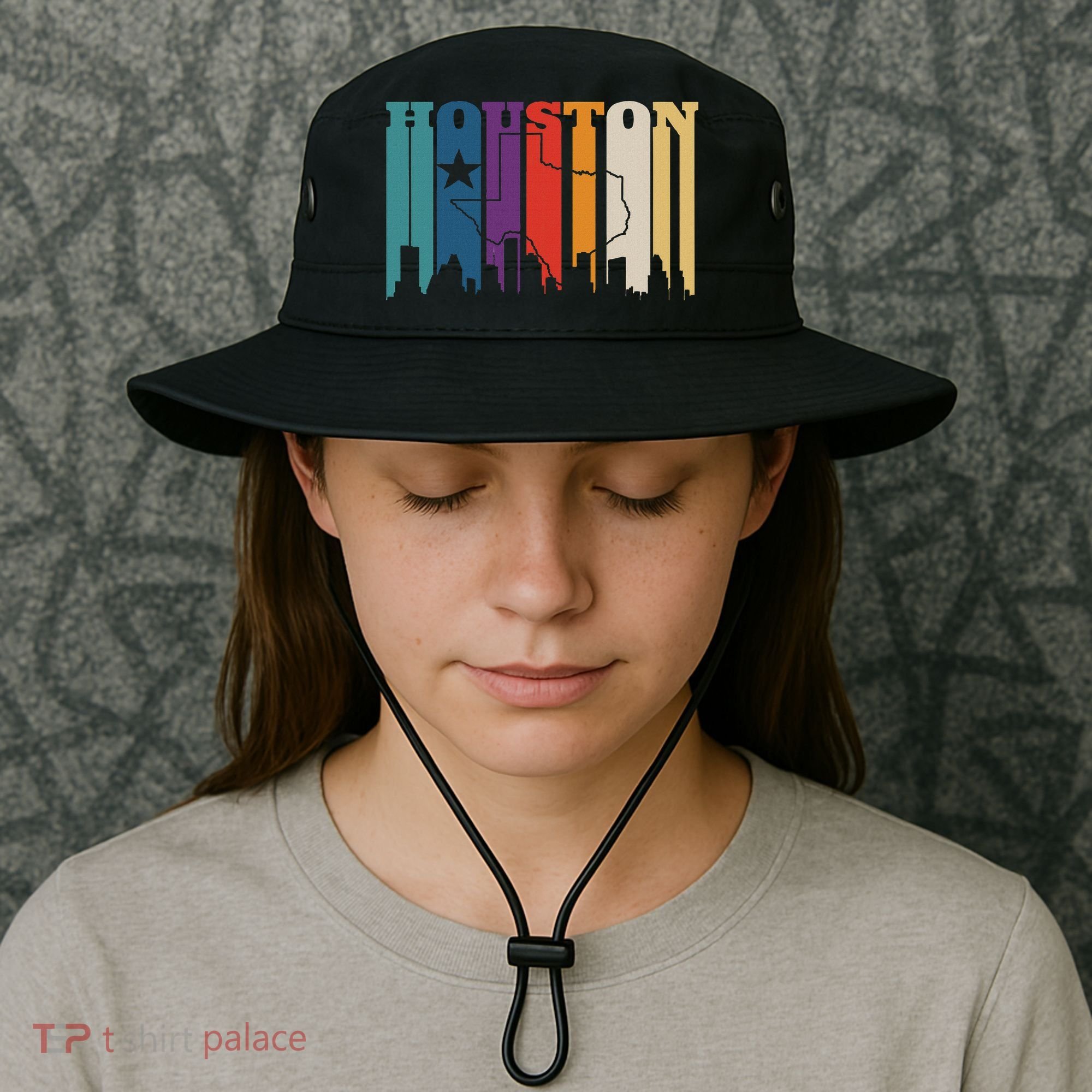 Houston Texas Map Skyline Gift Texas Home State Souvenir Bucket Hat