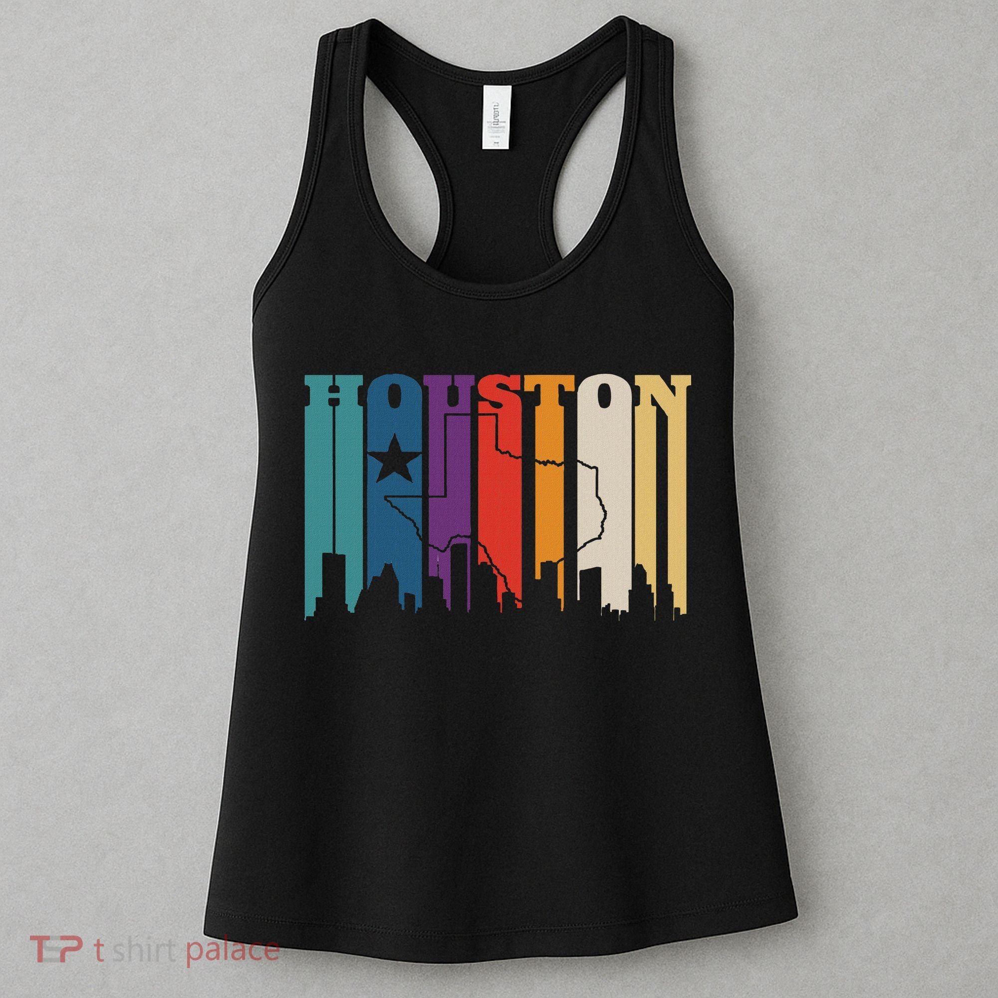 Houston Texas Map Skyline Gift Texas Home State Souvenir Women's Tank Top