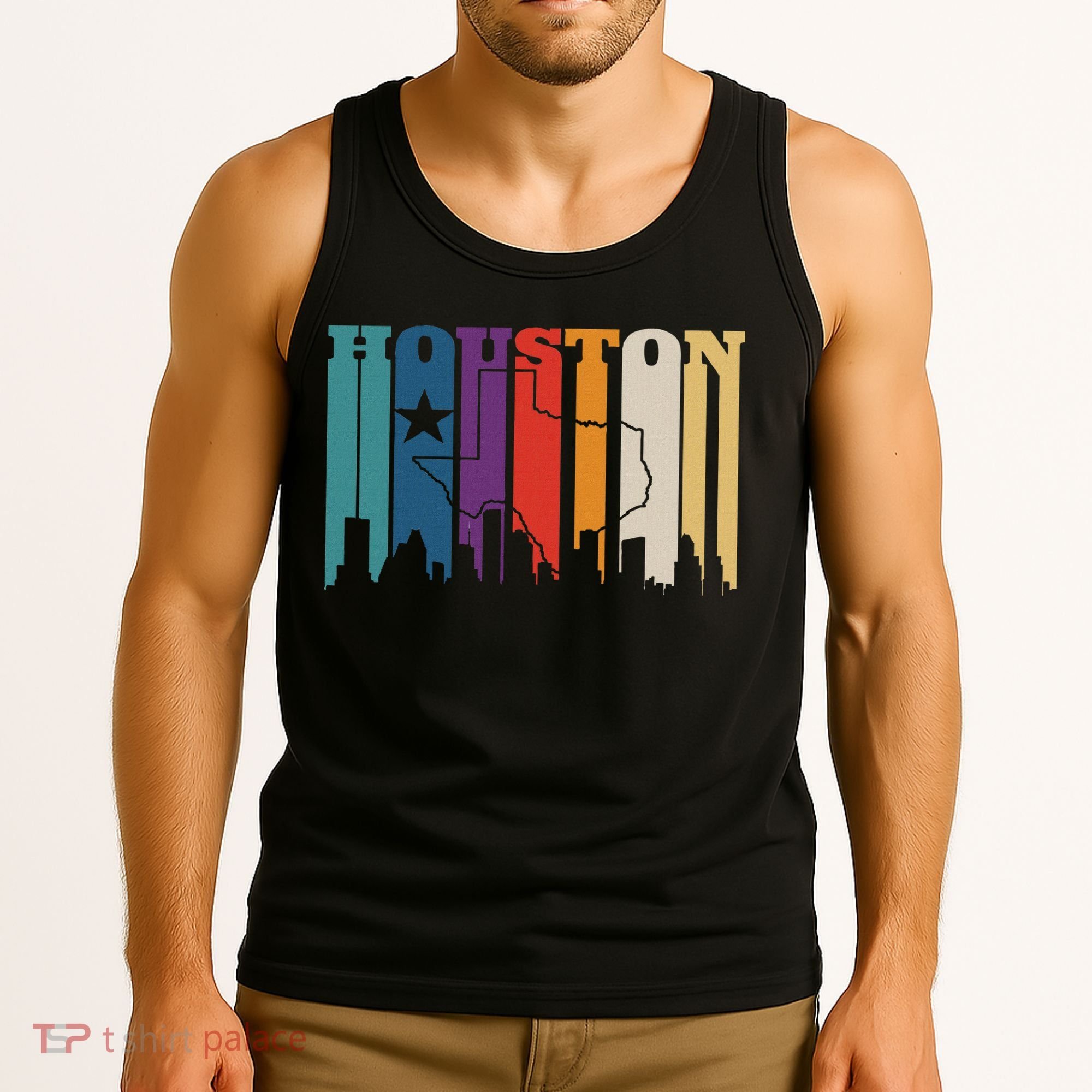 Houston Texas Map Skyline Gift Texas Home State Souvenir Tank Top
