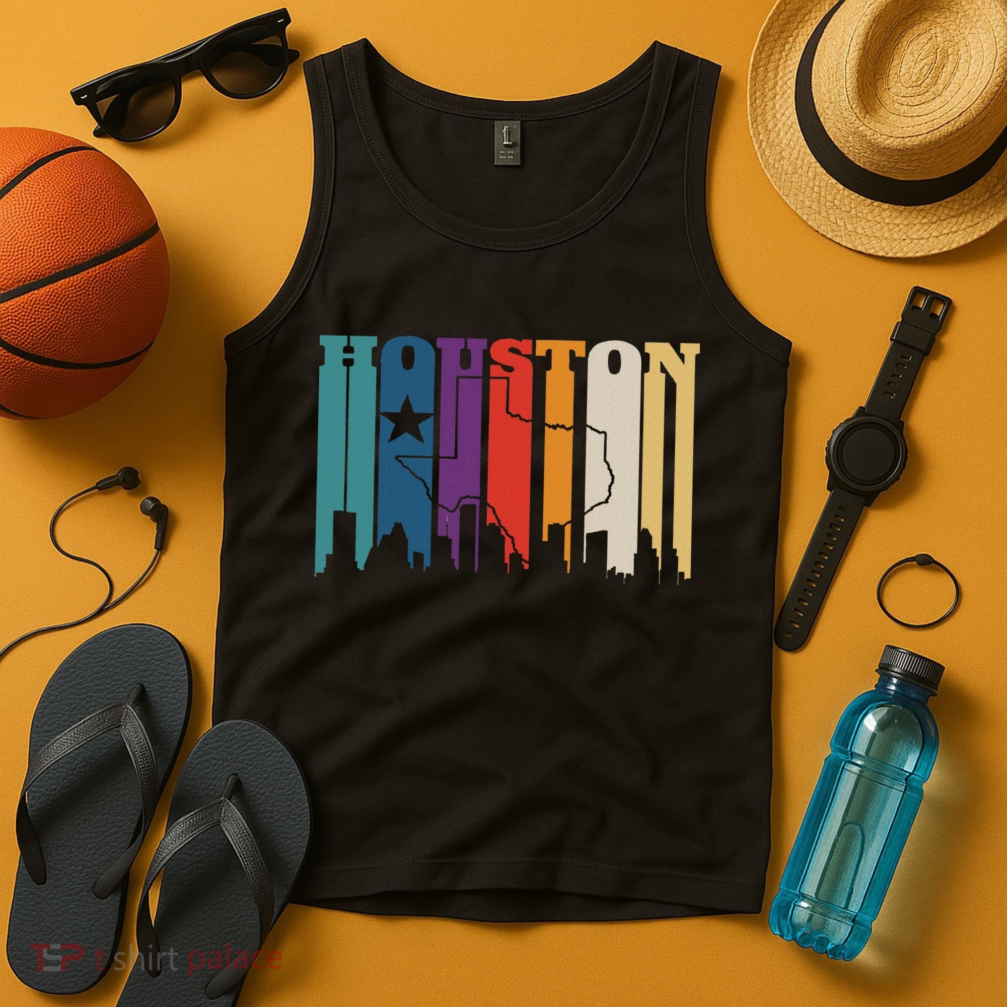 Houston Texas Map Skyline Gift Texas Home State Souvenir Tank Top