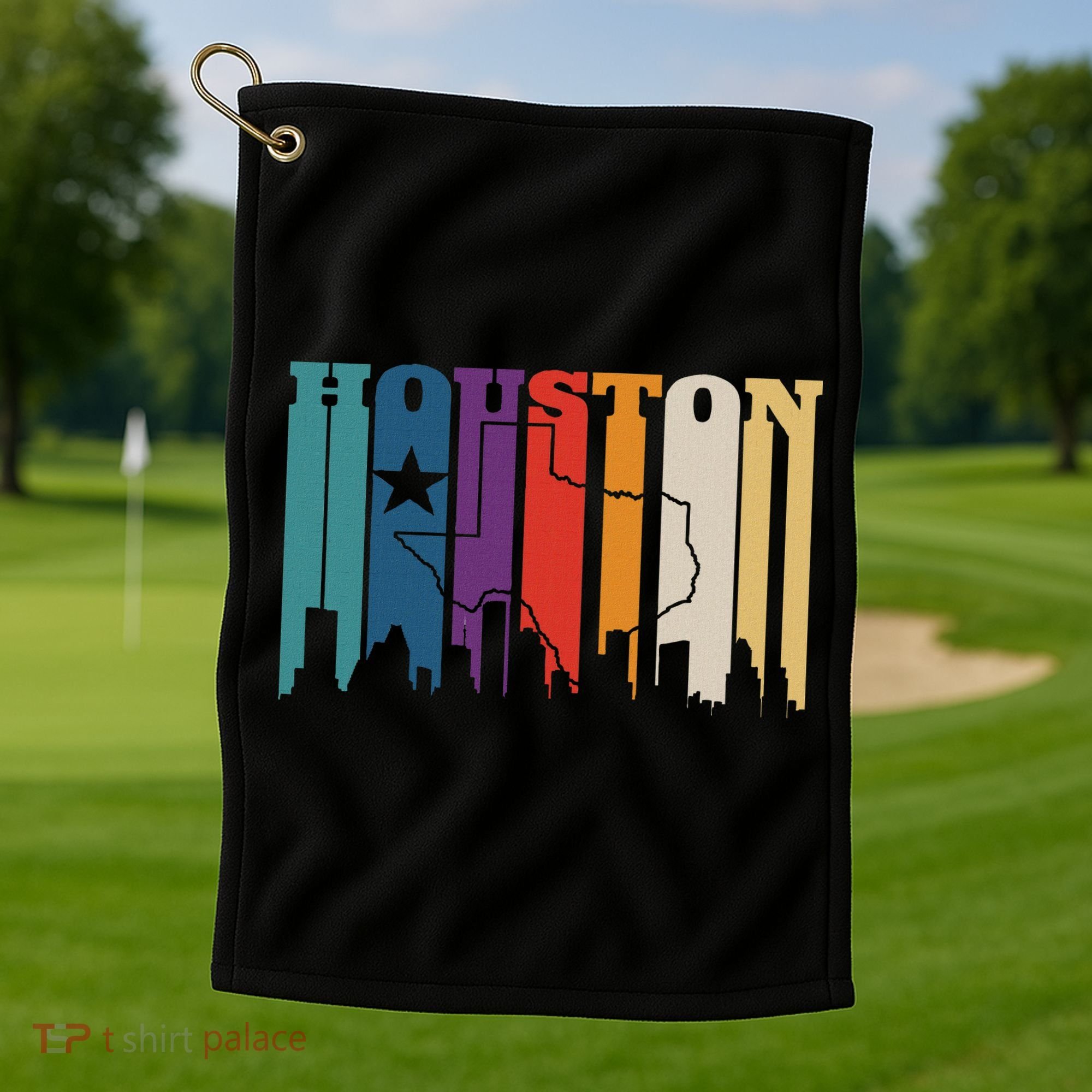 Houston Texas Map Skyline Gift Texas Home State Souvenir Golf Towel