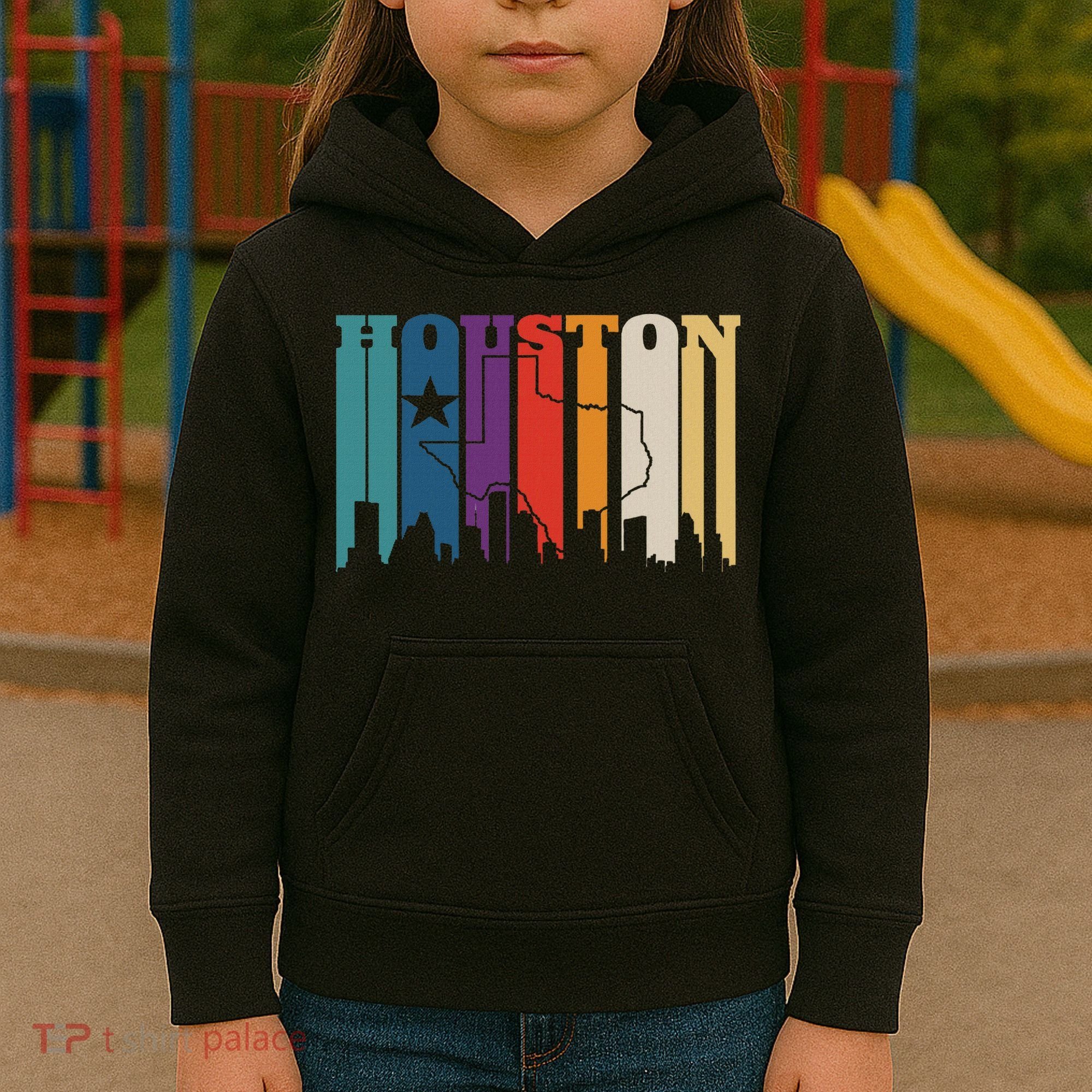 Houston Texas Map Skyline Gift Texas Home State Souvenir Kids Hoodie