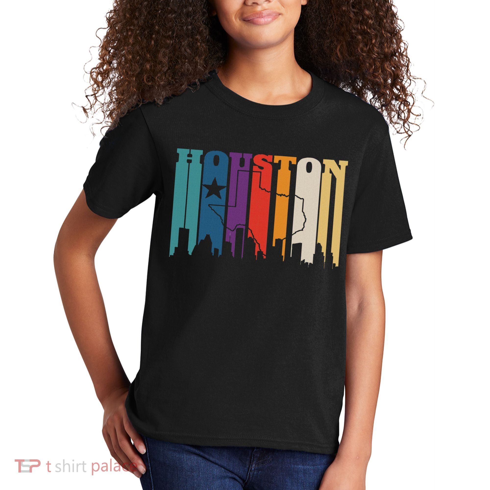 Houston Texas Map Skyline Gift Texas Home State Souvenir Kids T-Shirt