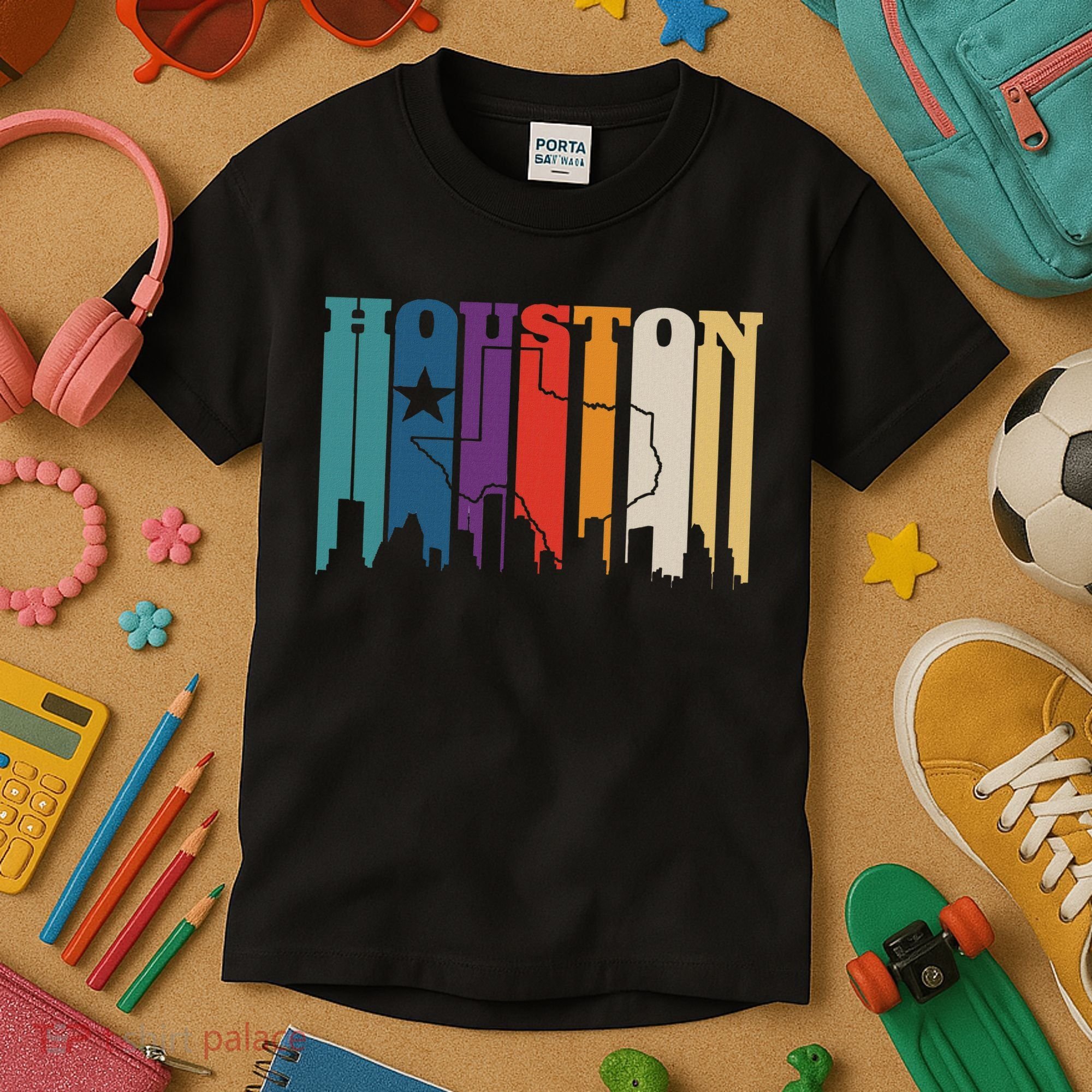 Houston Texas Map Skyline Gift Texas Home State Souvenir Kids T-Shirt