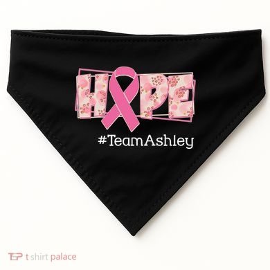 Hope Team Name Custom Breast Cancer Awareness USA-Made Doggie Bandana