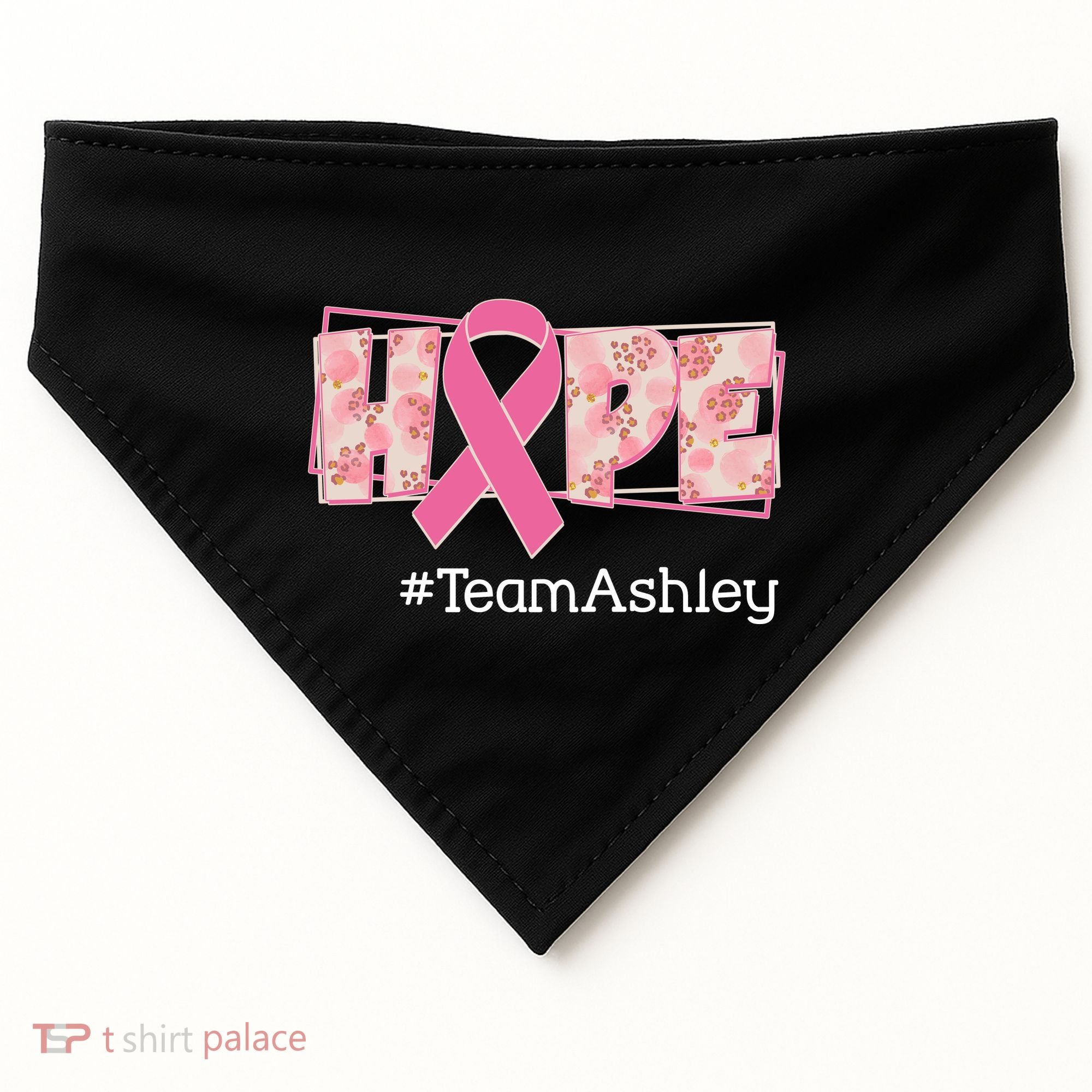 Hope Team Name Custom Breast Cancer Awareness USA-Made Doggie Bandana