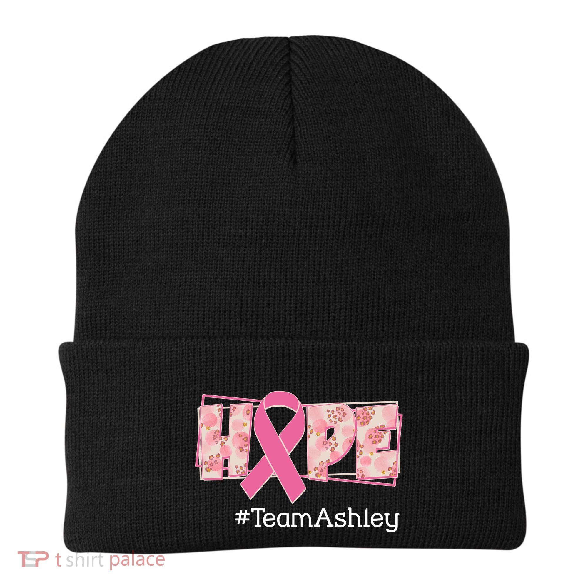 Hope Team Name Custom Breast Cancer Awareness Beanie