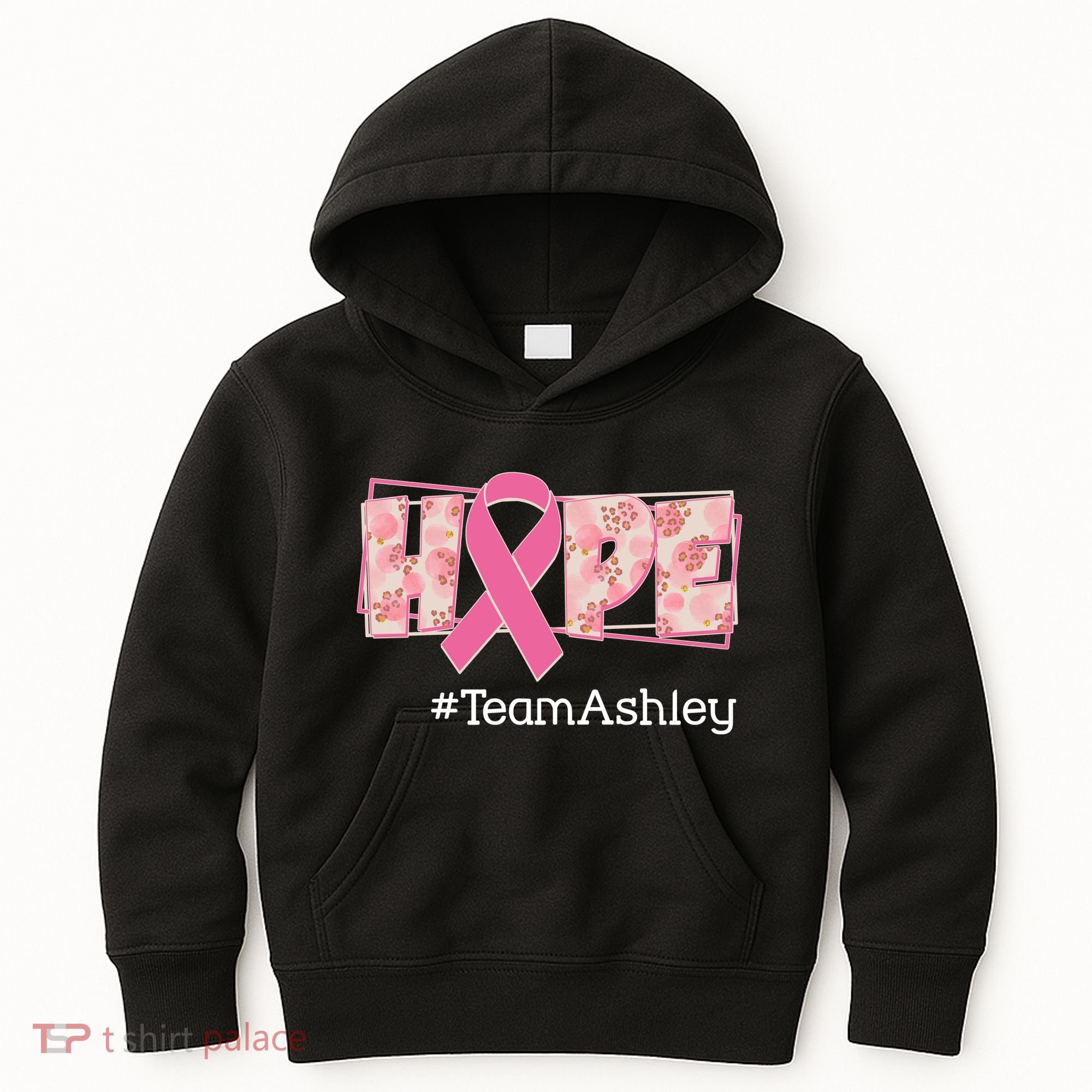 Hope Team Name Custom Breast Cancer Awareness Kids Hoodie
