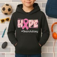 Hope Team Name Custom Breast Cancer Awareness Kids Hoodie thumb 2