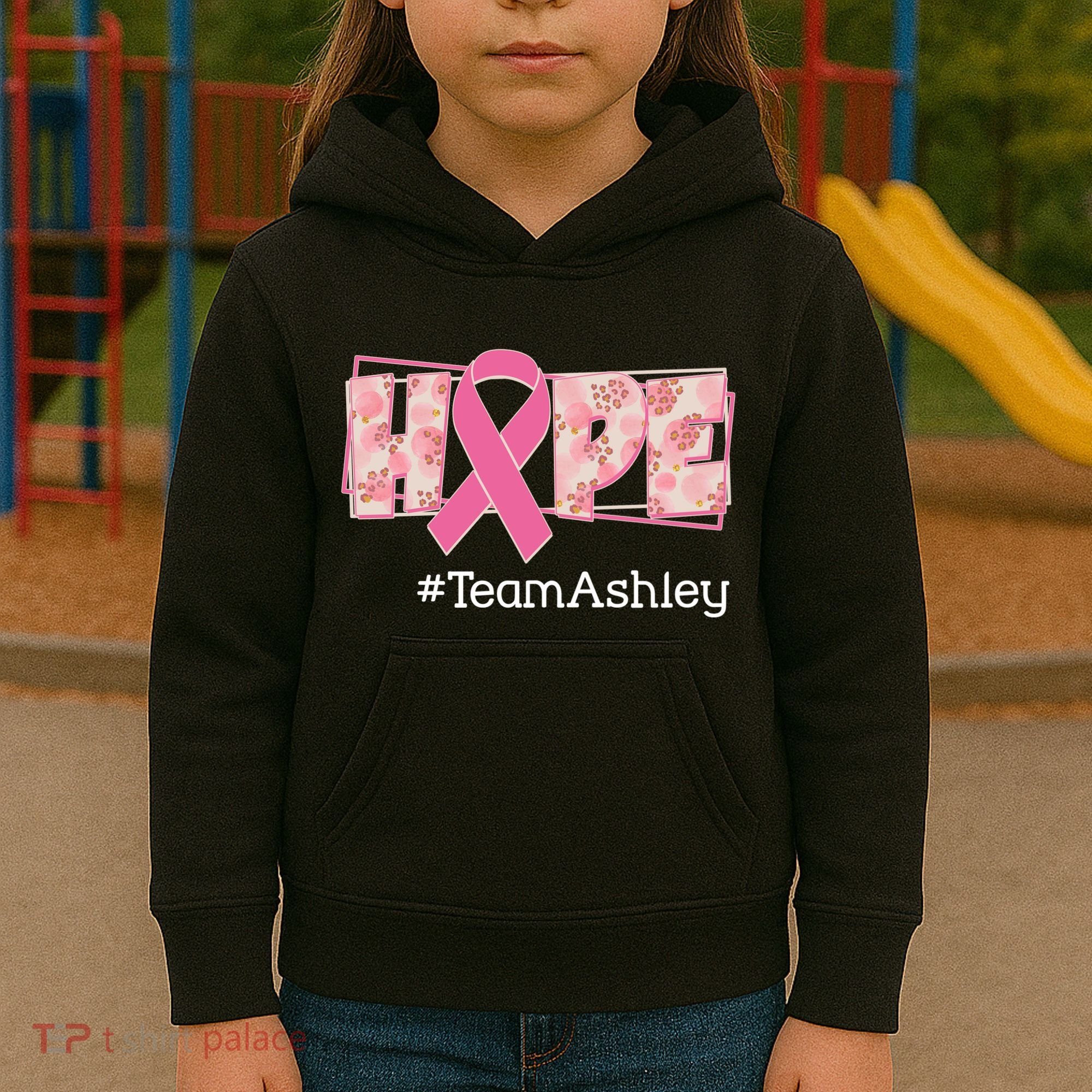 Hope Team Name Custom Breast Cancer Awareness Kids Hoodie