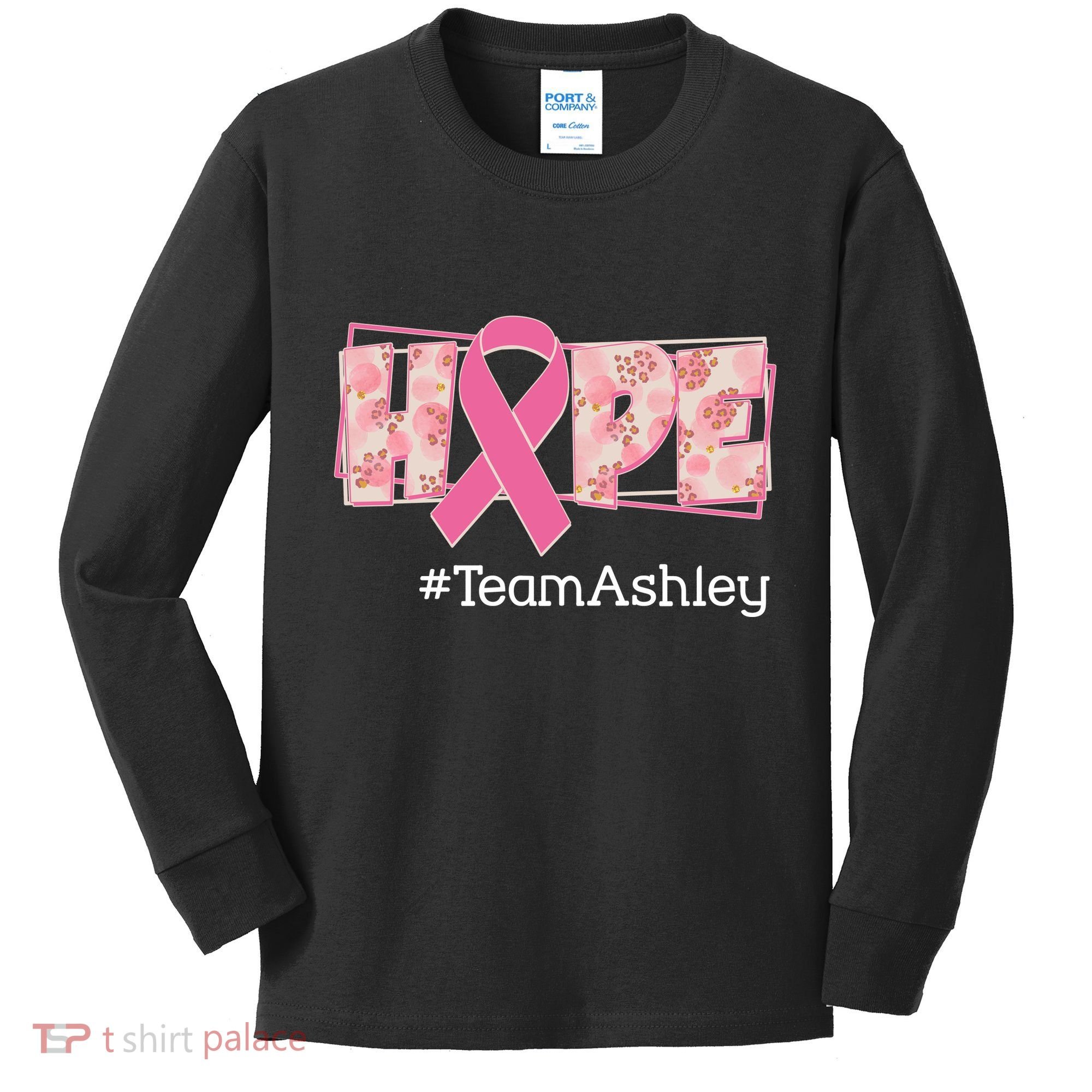 Hope Team Name Custom Breast Cancer Awareness Kids Long Sleeve Shirt