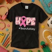 Hope Team Name Custom Breast Cancer Awareness Kids T-Shirt thumb 3