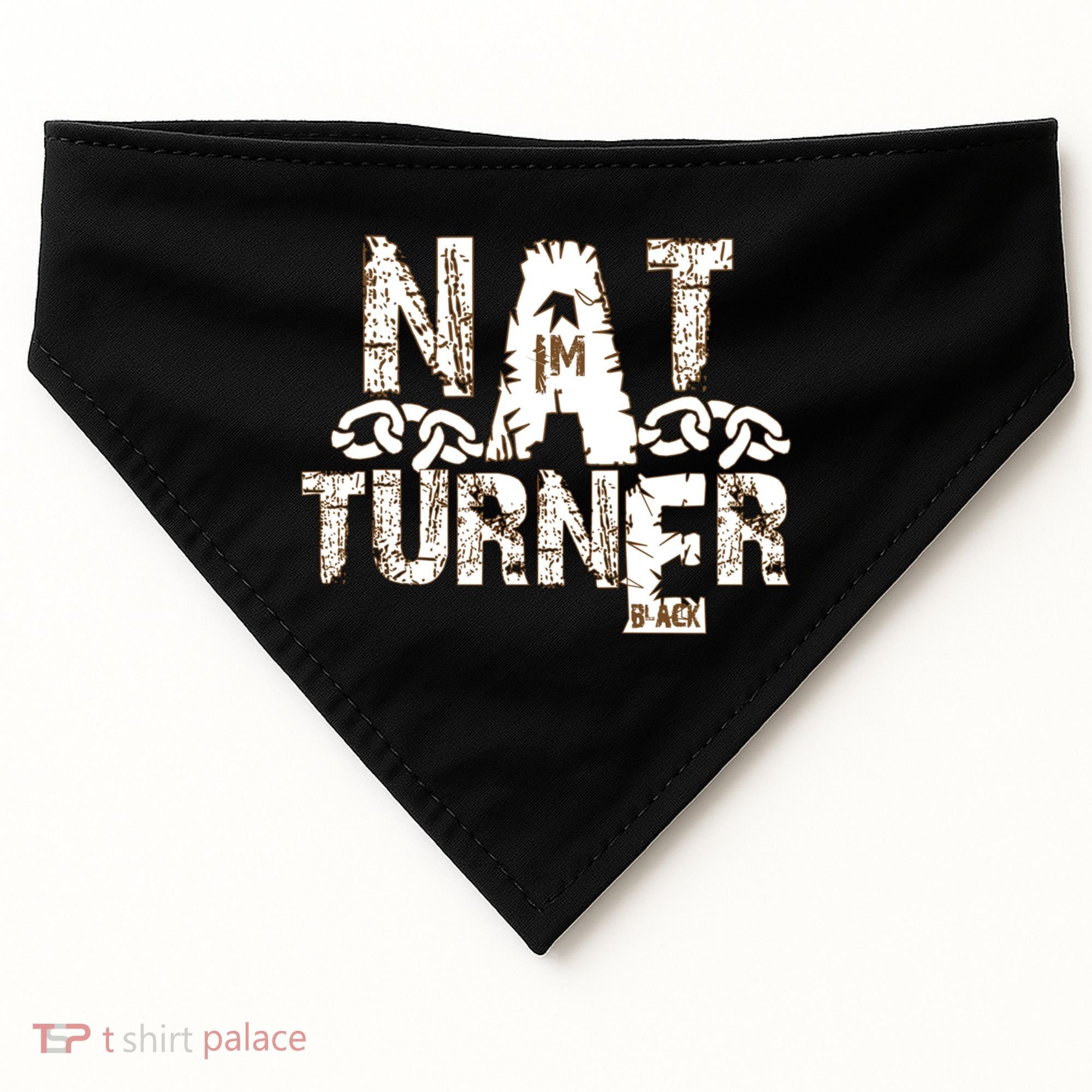 Historically Tee Nat Turner Cute Gift Blue Small USA-Made Doggie Bandana