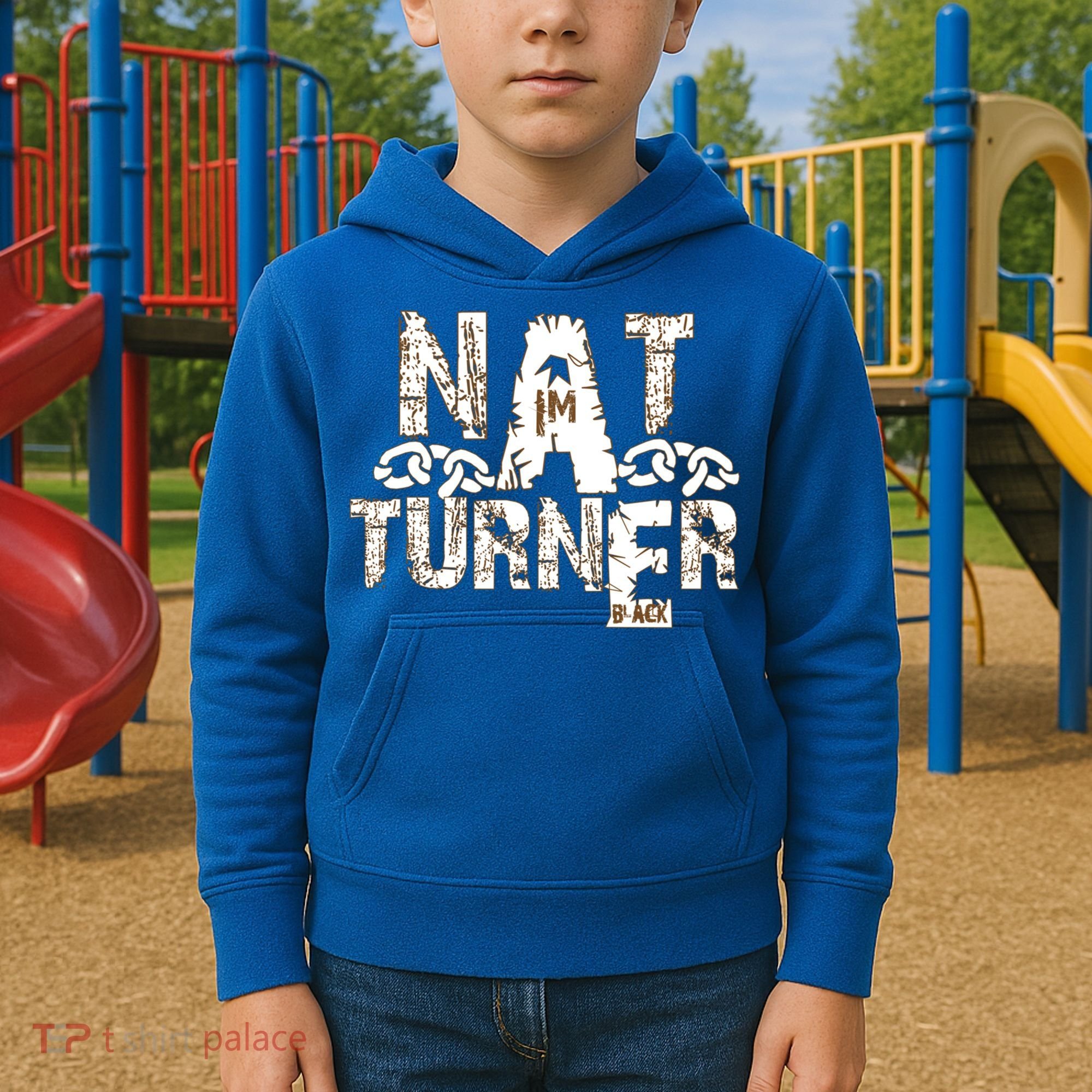 Historically Tee Nat Turner Cute Gift Blue Small Kids Hoodie