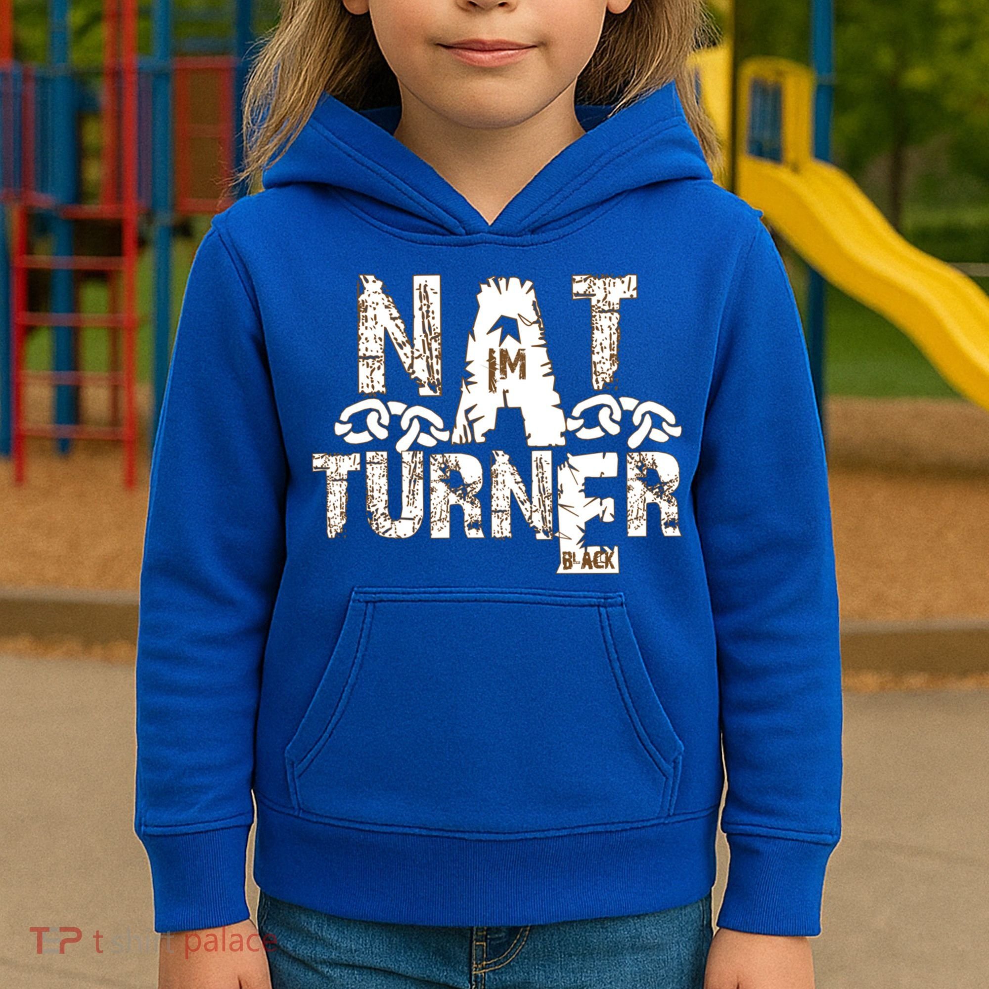 Historically Tee Nat Turner Cute Gift Blue Small Kids Hoodie