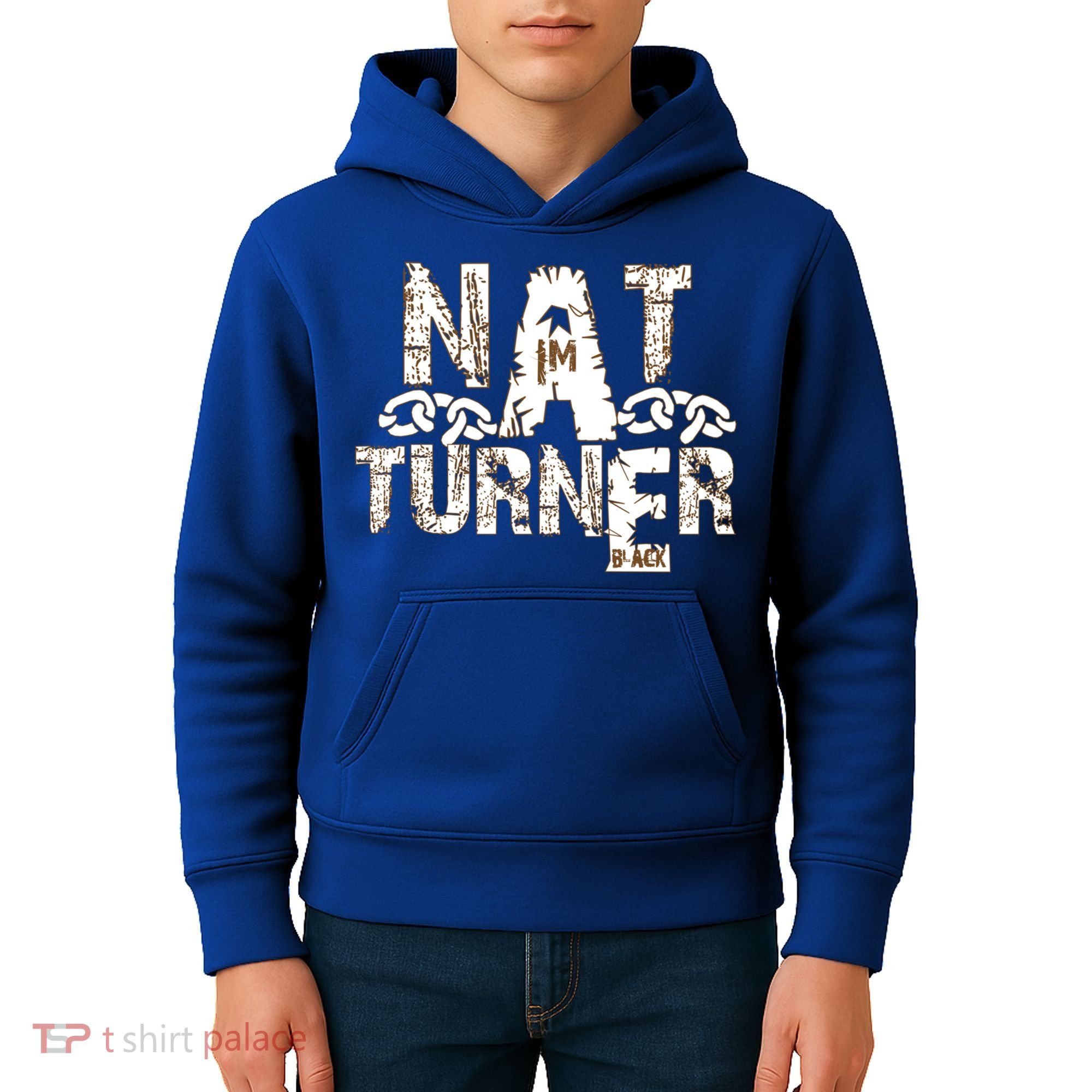 Historically Tee Nat Turner Cute Gift Blue Small Kids Hoodie