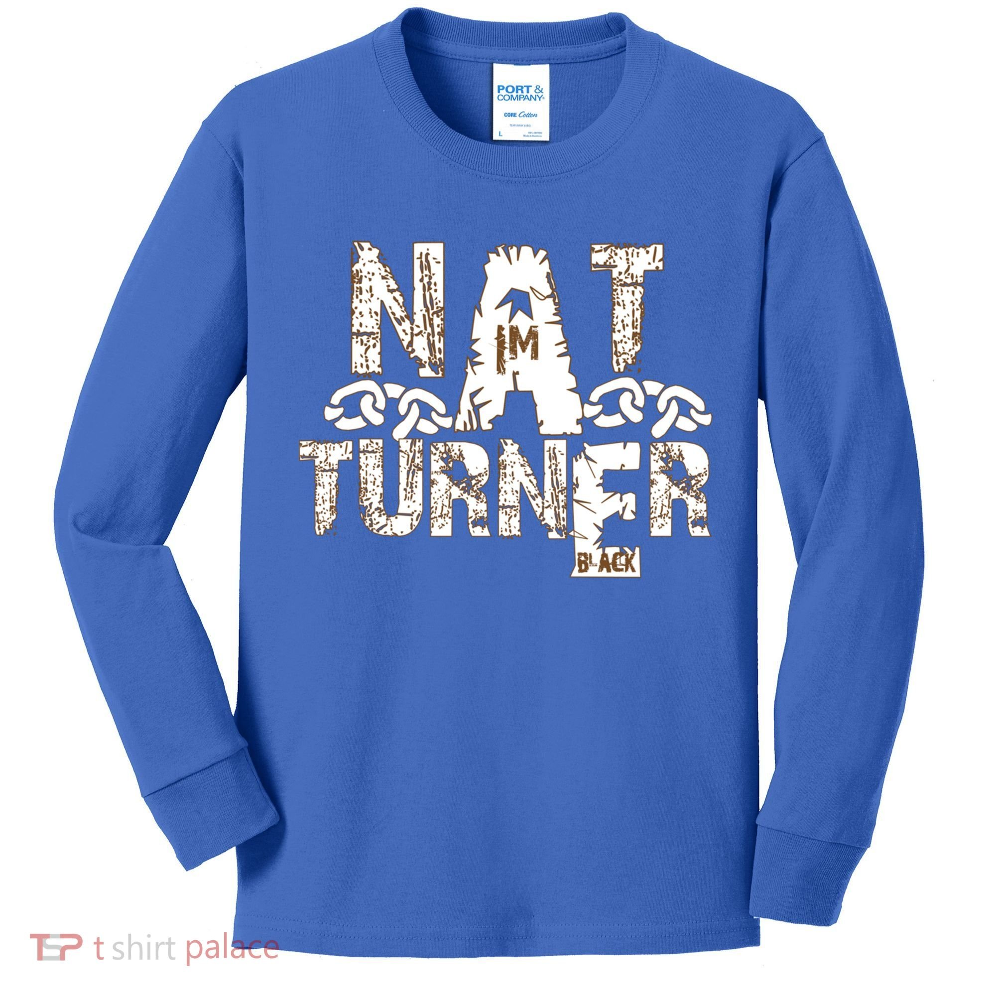 Historically Tee Nat Turner Cute Gift Blue Small Kids Long Sleeve Shirt